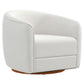 High Quality Elise Mid Century Modern Beige Boucle Swivel Chair with Elegant Design and Multi-functional Use 34.2W'x 30D'x 30H' Swivel Round Chairs for Living Room Bedroom Reading, White FredCo