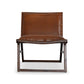 Modern brown leather accent chair with wooden frame from FredCo International furniture.