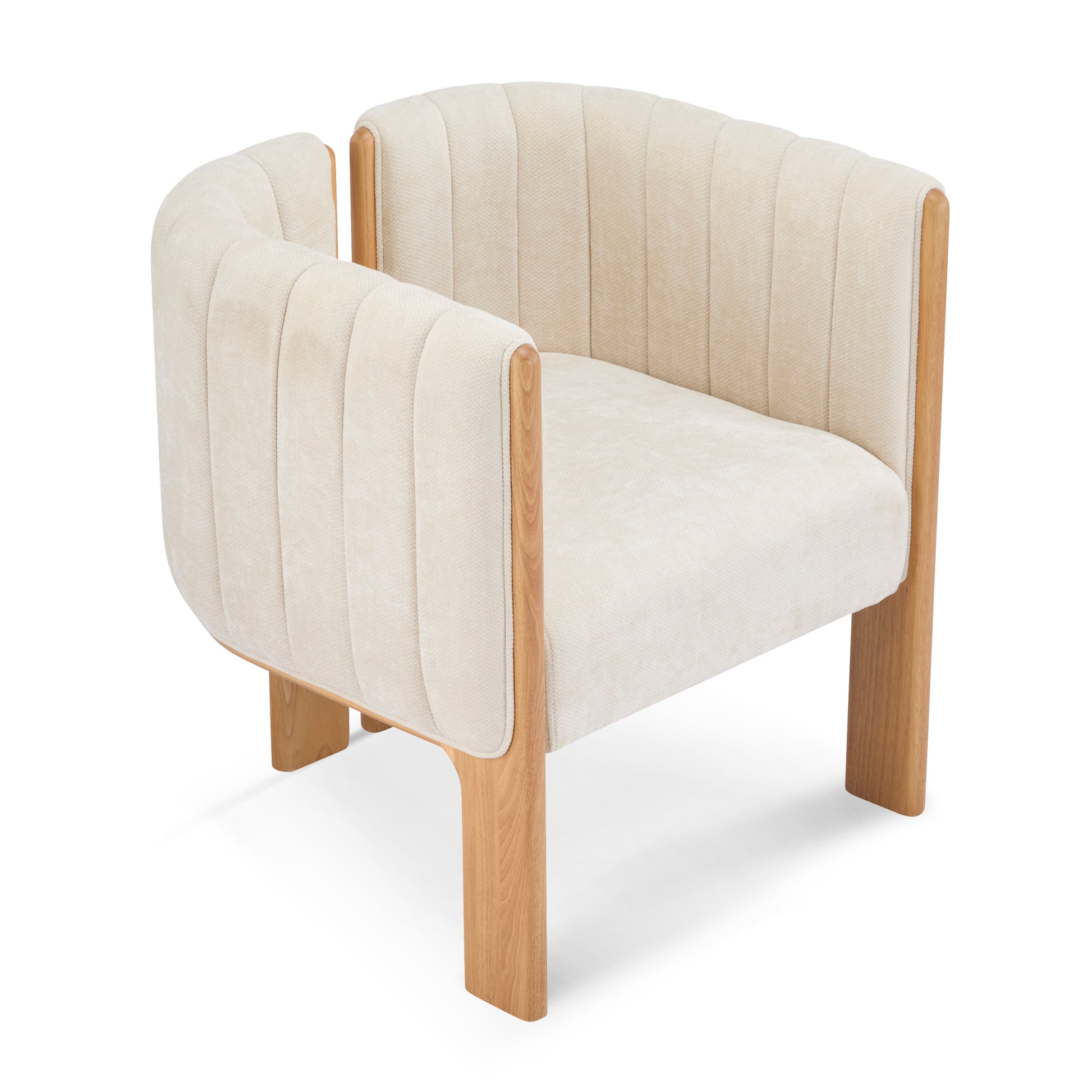 Dining Chairs Set of 2, Modern Stylish Seating with Natural Rubber Wood Frame and Beige Fabric, 225lbs Capacity, for Dining Area, Living Space FredCo