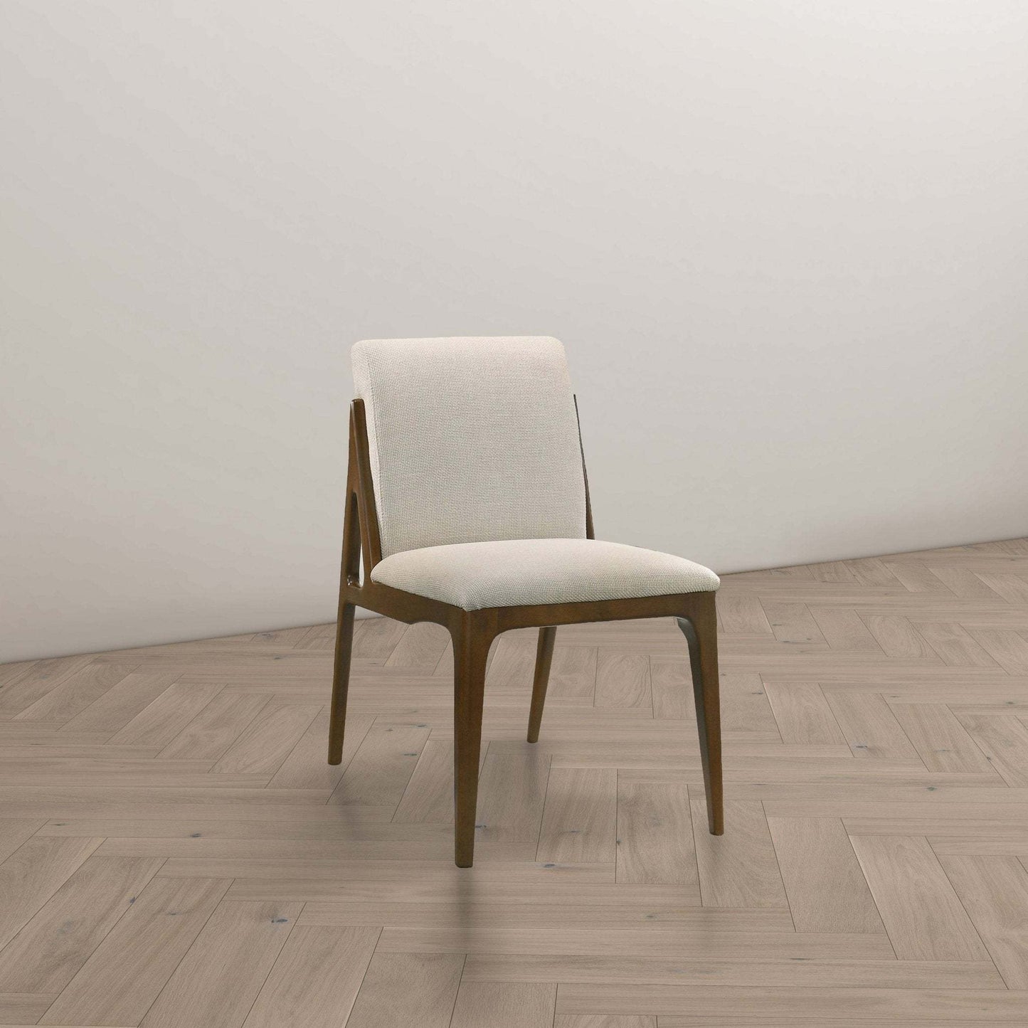 Grivelle Contemporary Cream Fabric Dining Chair Set with Solid Wood Base Set Of 2 FredCo