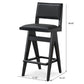 Keira Mid-Century Bar Stool Black PU Leather Solid Wood 18.11 x 17.52 x 38.58 inches Kitchen Counter Barstool with Back Bar Stool (Set of 2) FredCo