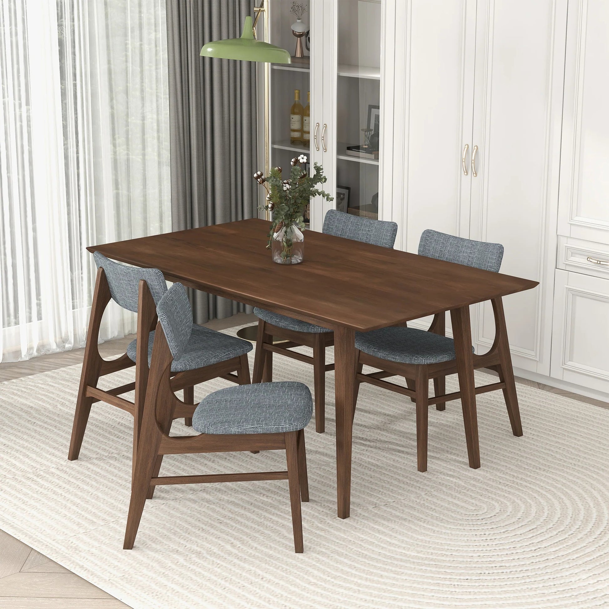 Levi Modern Style Solid Wood Rectangular Dining Kitchen Table Brown Finish FredCo