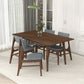 Levi Modern Style Solid Wood Rectangular Dining Kitchen Table Brown Finish FredCo