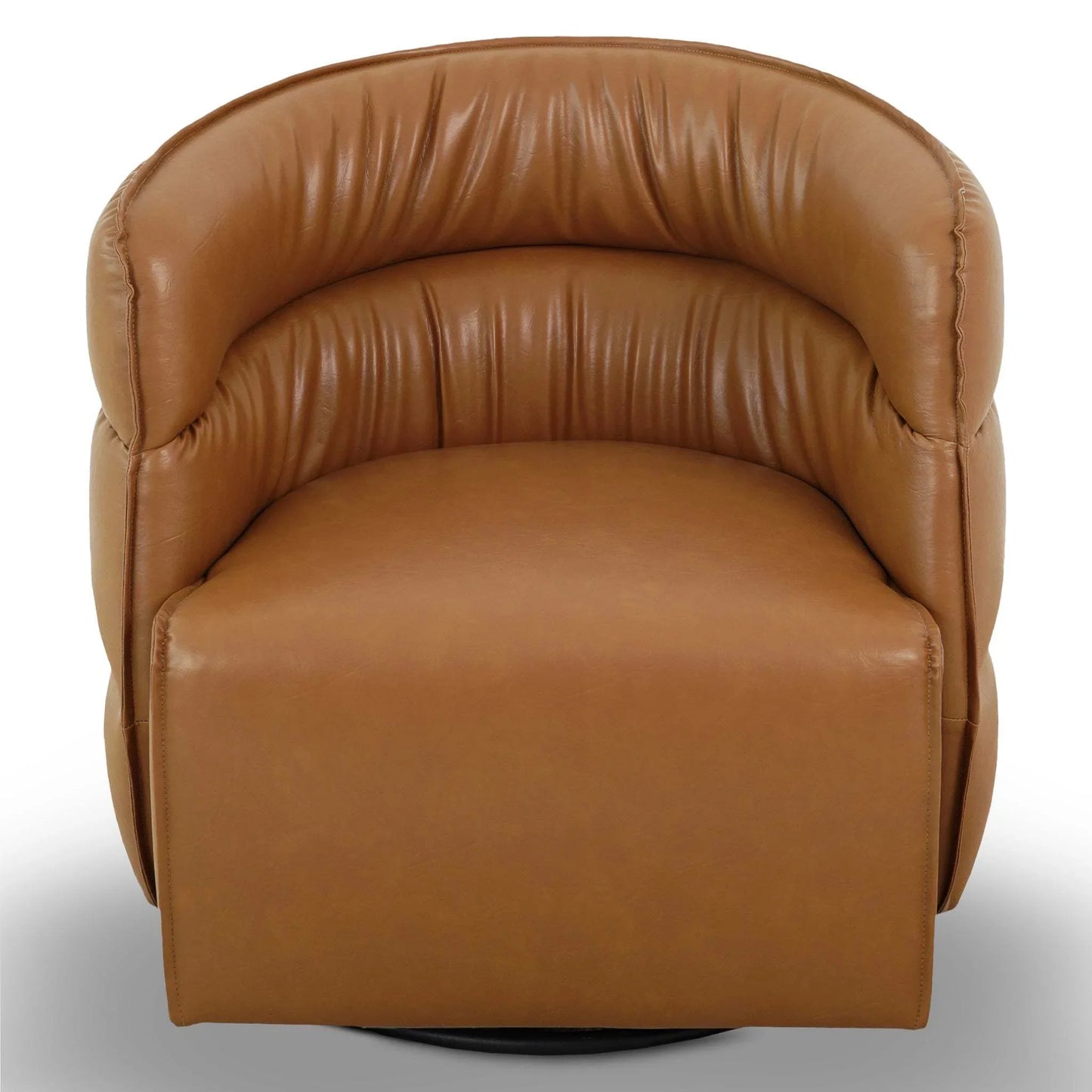 Modern brown leather accent chair with curved backrest from FredCo International furniture