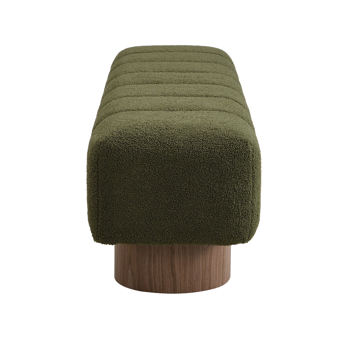 Upholstered Dining Bench for Dining Room, No-Assembly End of Bed Entryway Bench Ottoman for Bedroom Living Room, Green Boucle Fabric Stool Top Wood Leg 300 LBS Weight Capacity FredCo