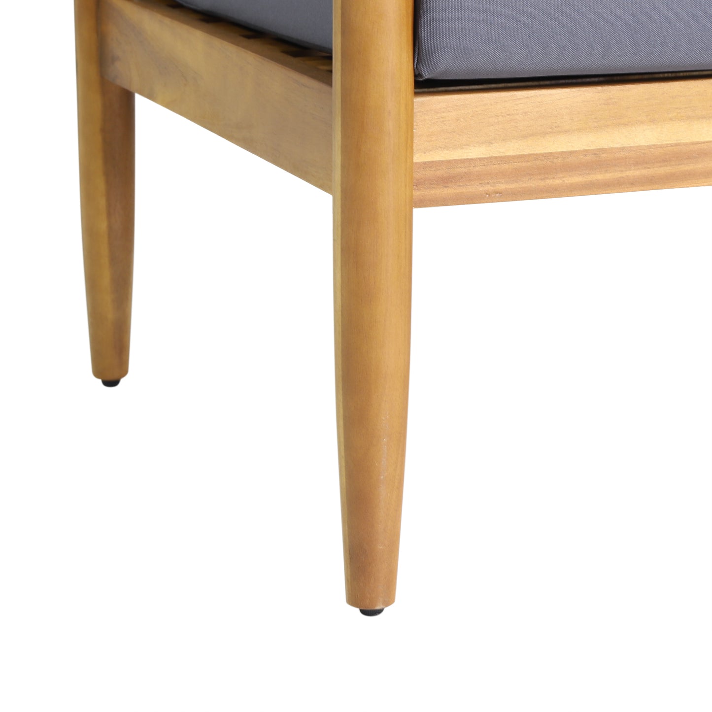 Modern wood chair leg with a gray cushion, furniture detail from FredCo International