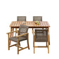 5-Piece Patio Dining Set, 63' Slatted Table & 4 Acacia Wood & PE Rattan Chairs for Patio Garden FredCo