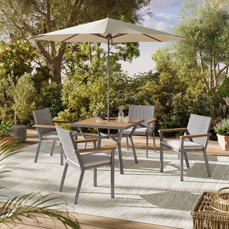 HOME Sencillo Collection - 5 Piece Patio Furniture Set, 4 Dining Chairs, 1 Dining Table