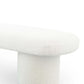 Modern white boucle upholstered bench with rounded edges, FredCo International furniture