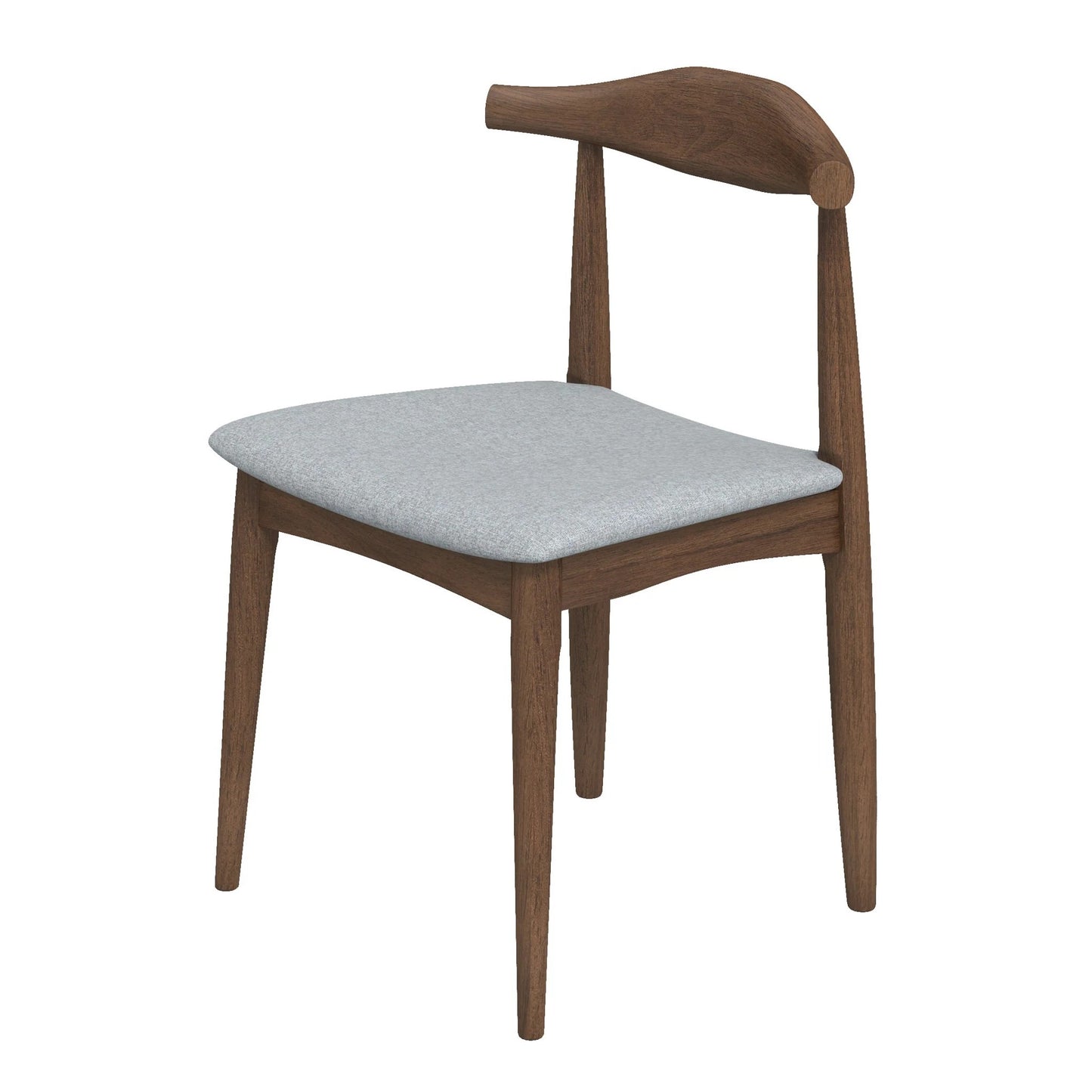 Modern wooden dining chair with light gray cushion, available at FredCo International