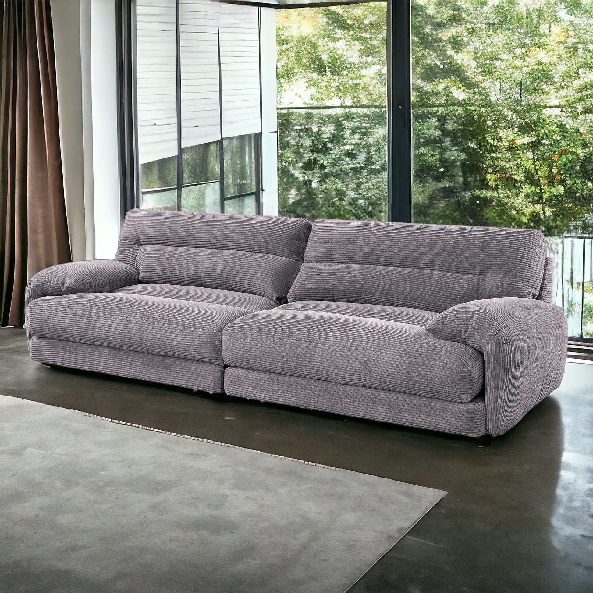 Cadenza Gray Corduroy Loveseat FredCo