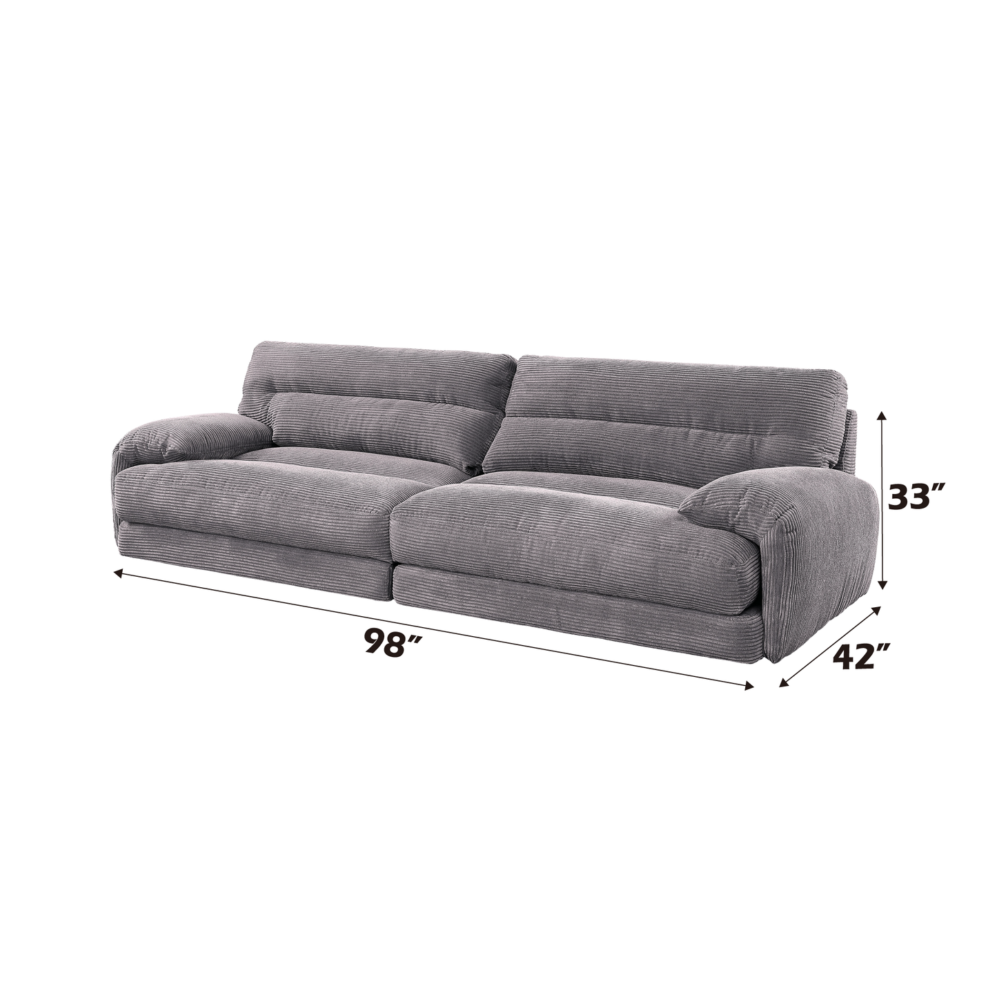 Cadenza Gray Corduroy Loveseat FredCo