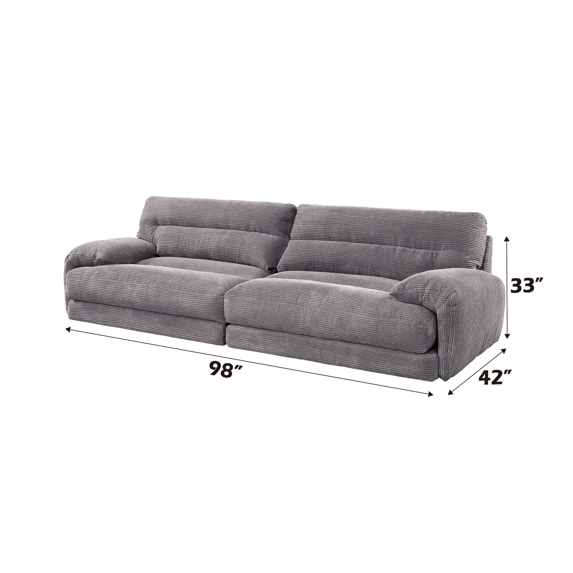Cadenza Gray Corduroy Loveseat FredCo