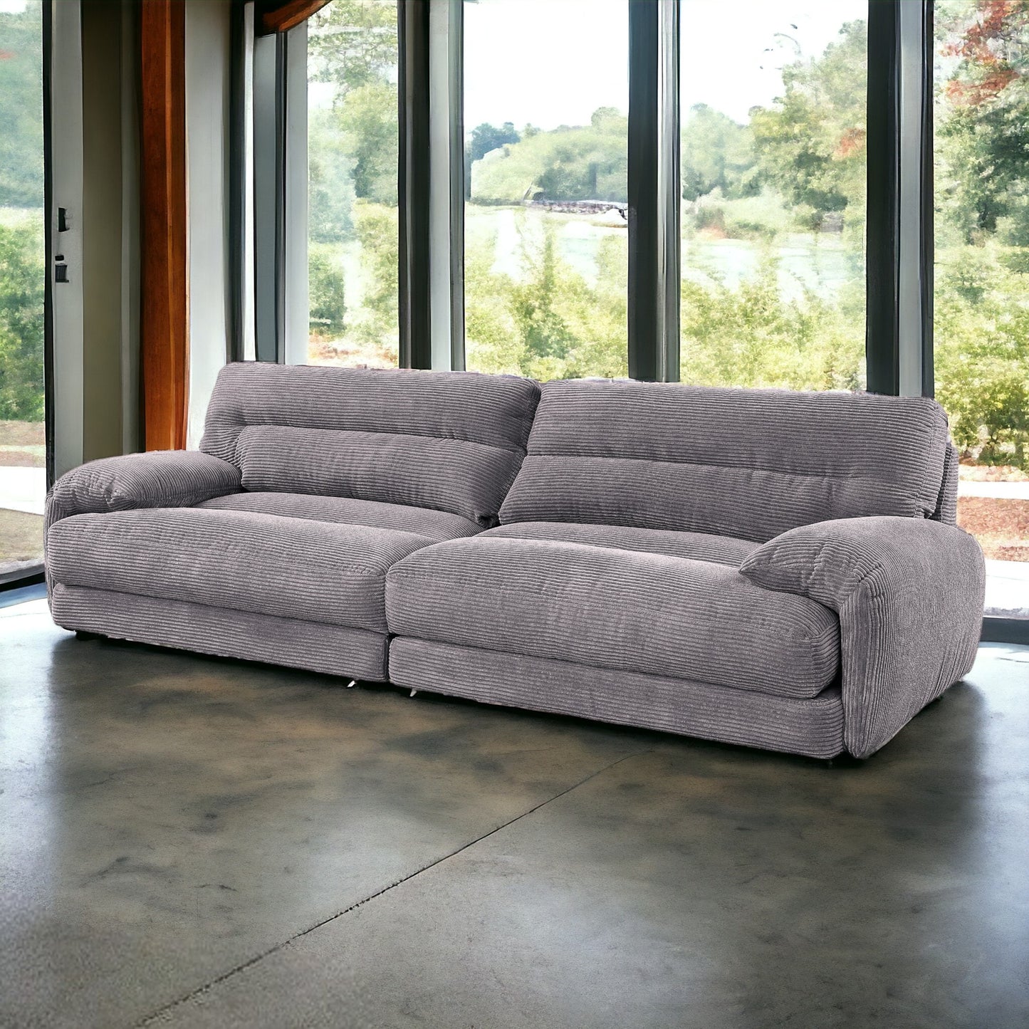 Cadenza Gray Corduroy Sofa FredCo