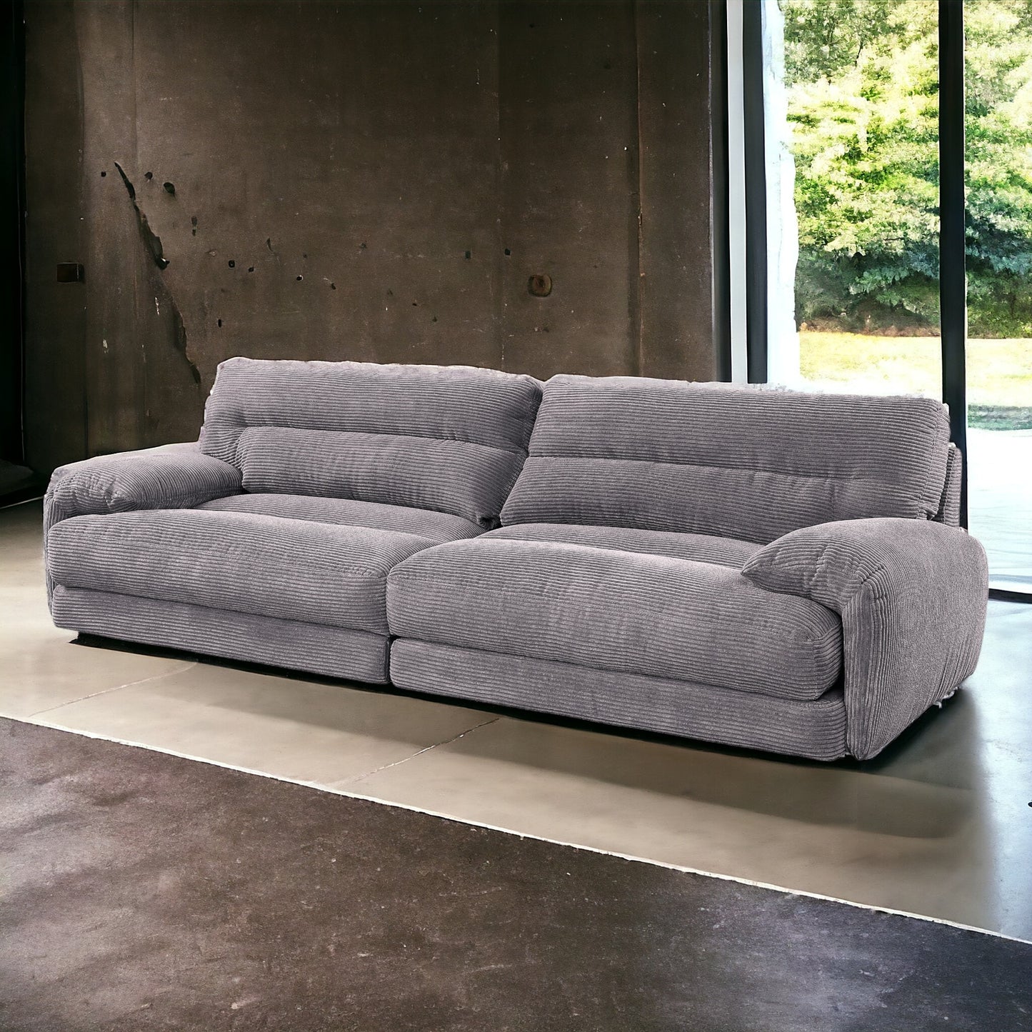 Cadenza Gray Corduroy Sofa FredCo