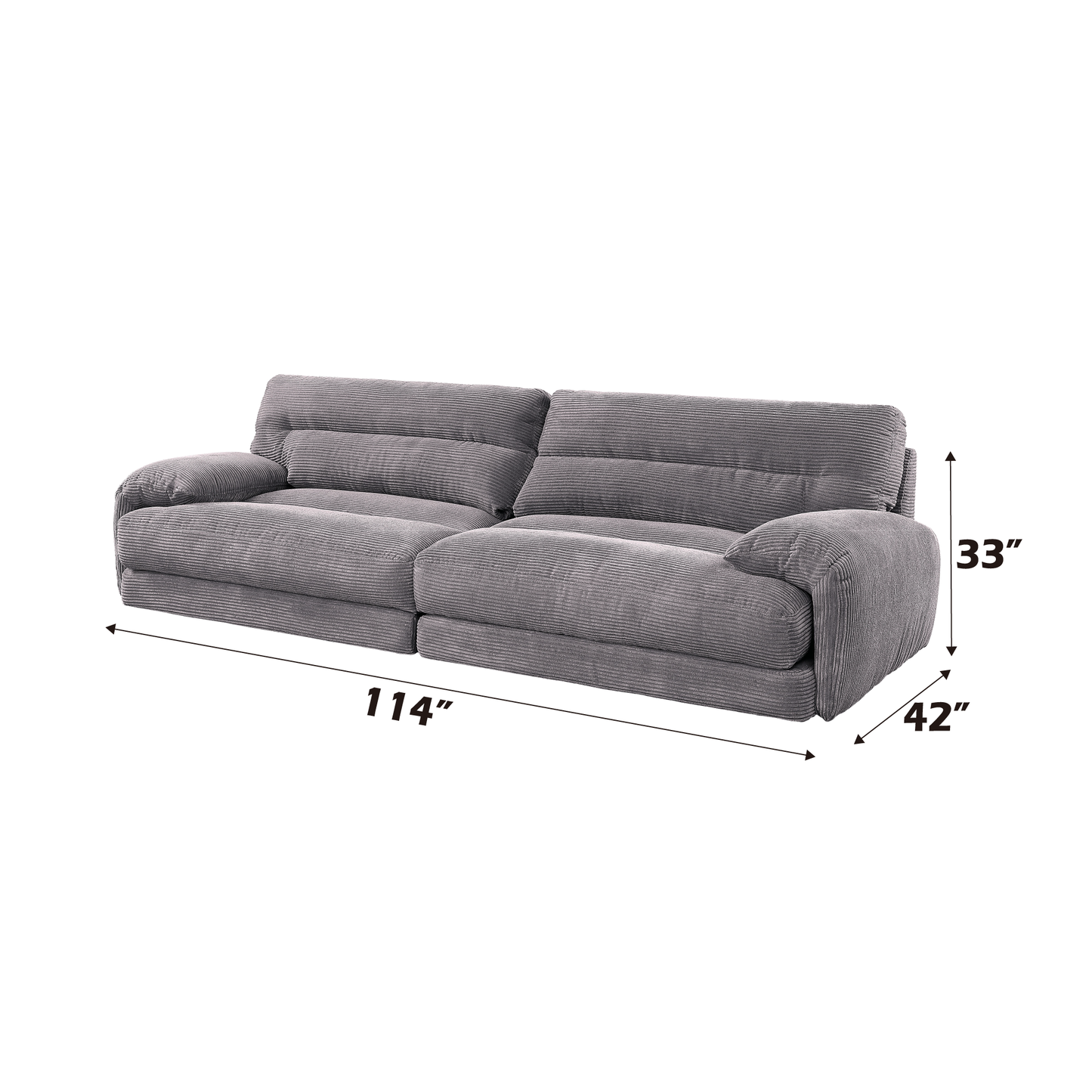 Cadenza Gray Corduroy Sofa FredCo
