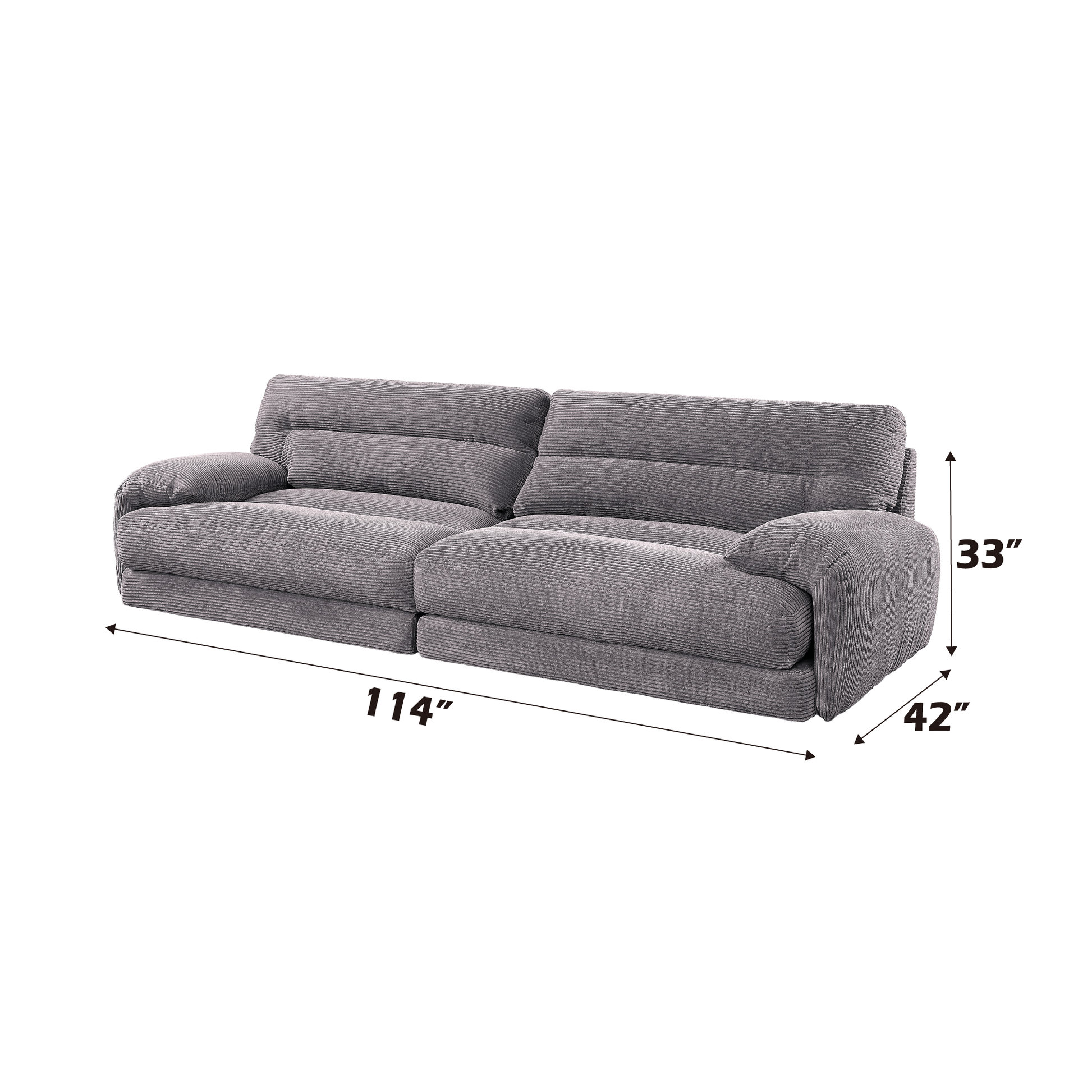 Cadenza Gray Corduroy Sofa FredCo