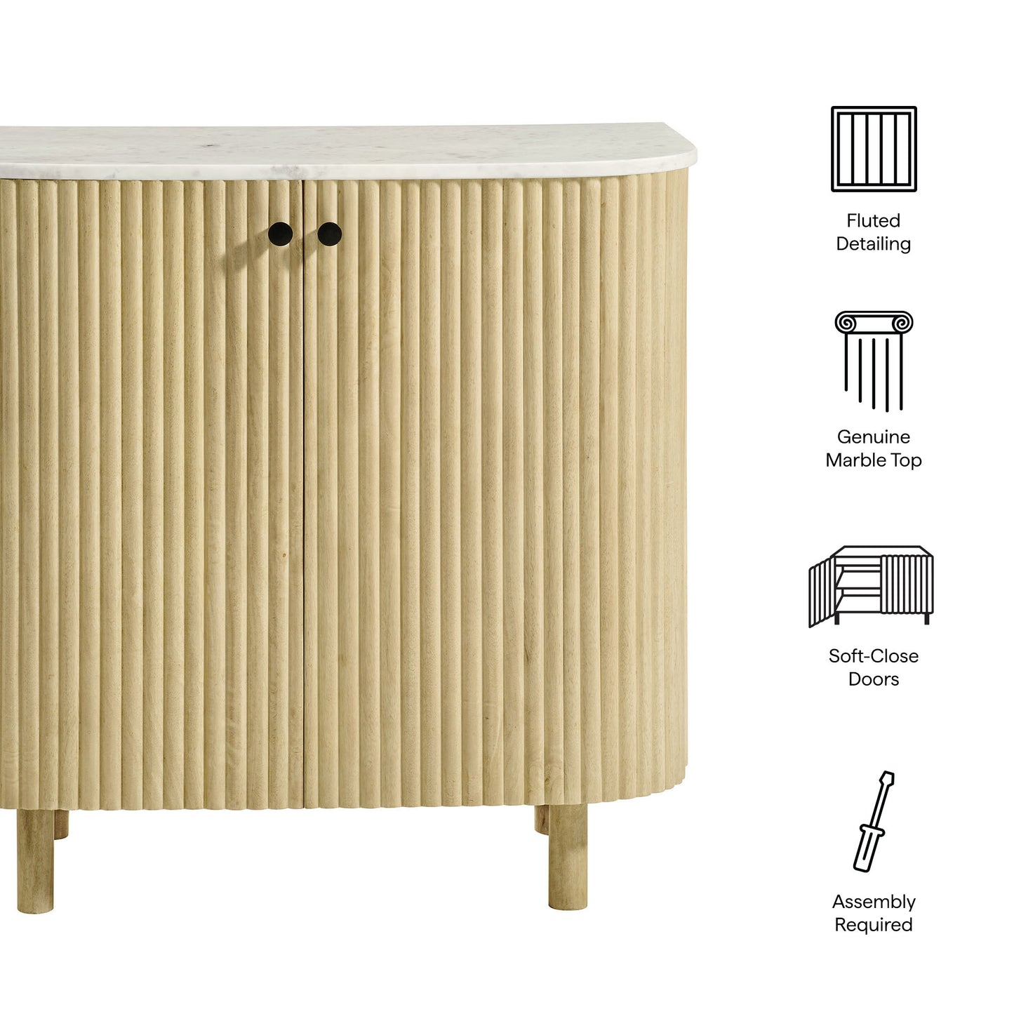 Caldera 33" Curved Solid Wood and Marble Accent Storage Cabinet by Modway EEI-7354 FredCo