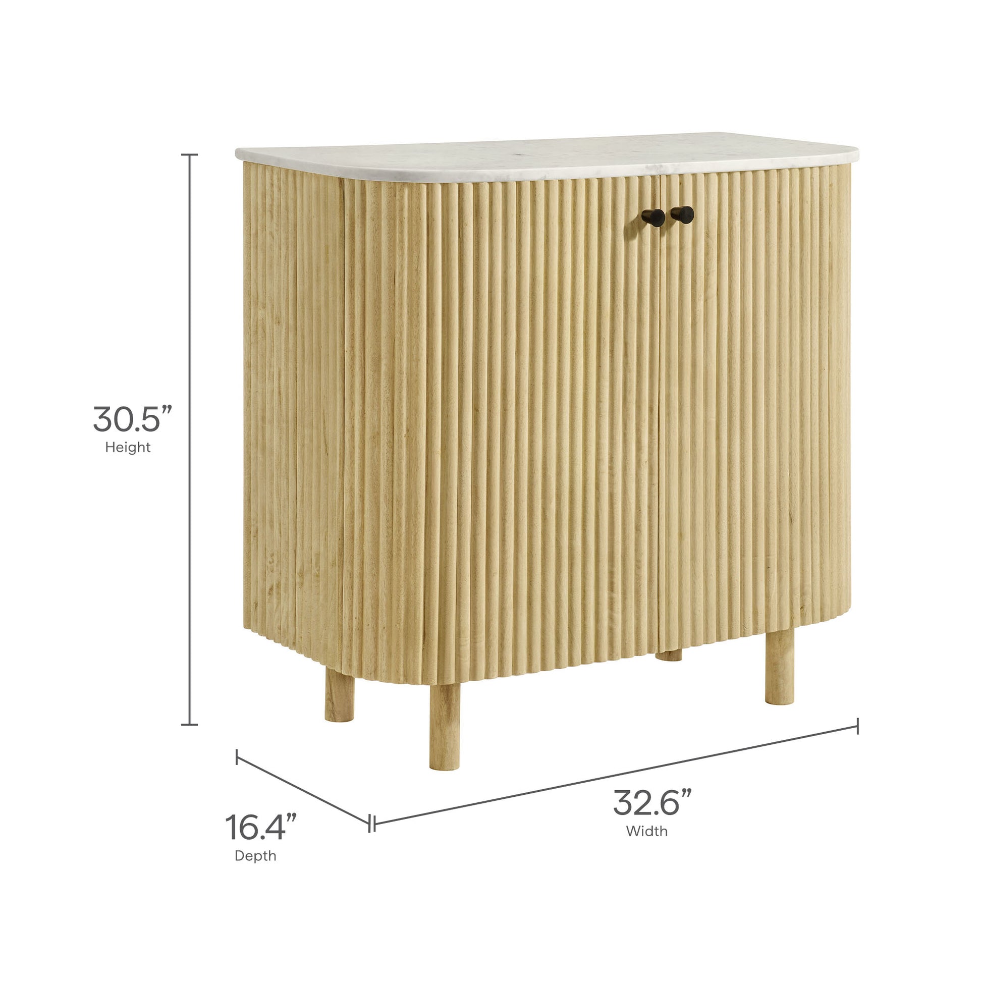 Caldera 33" Curved Solid Wood and Marble Accent Storage Cabinet by Modway EEI-7354 FredCo