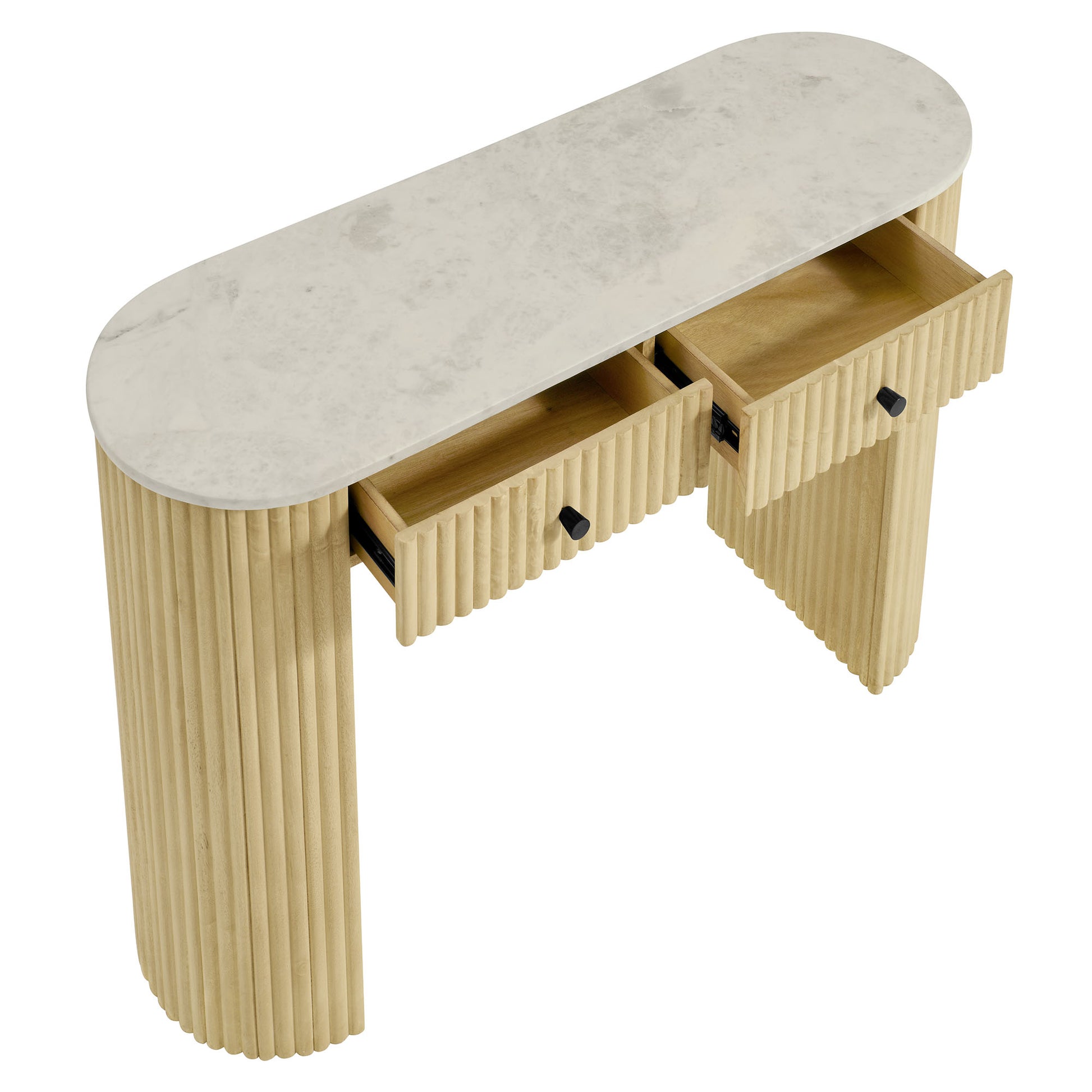 Caldera 42" Curved Solid Wood and Marble Console Table by Modway EEI-7353 FredCo