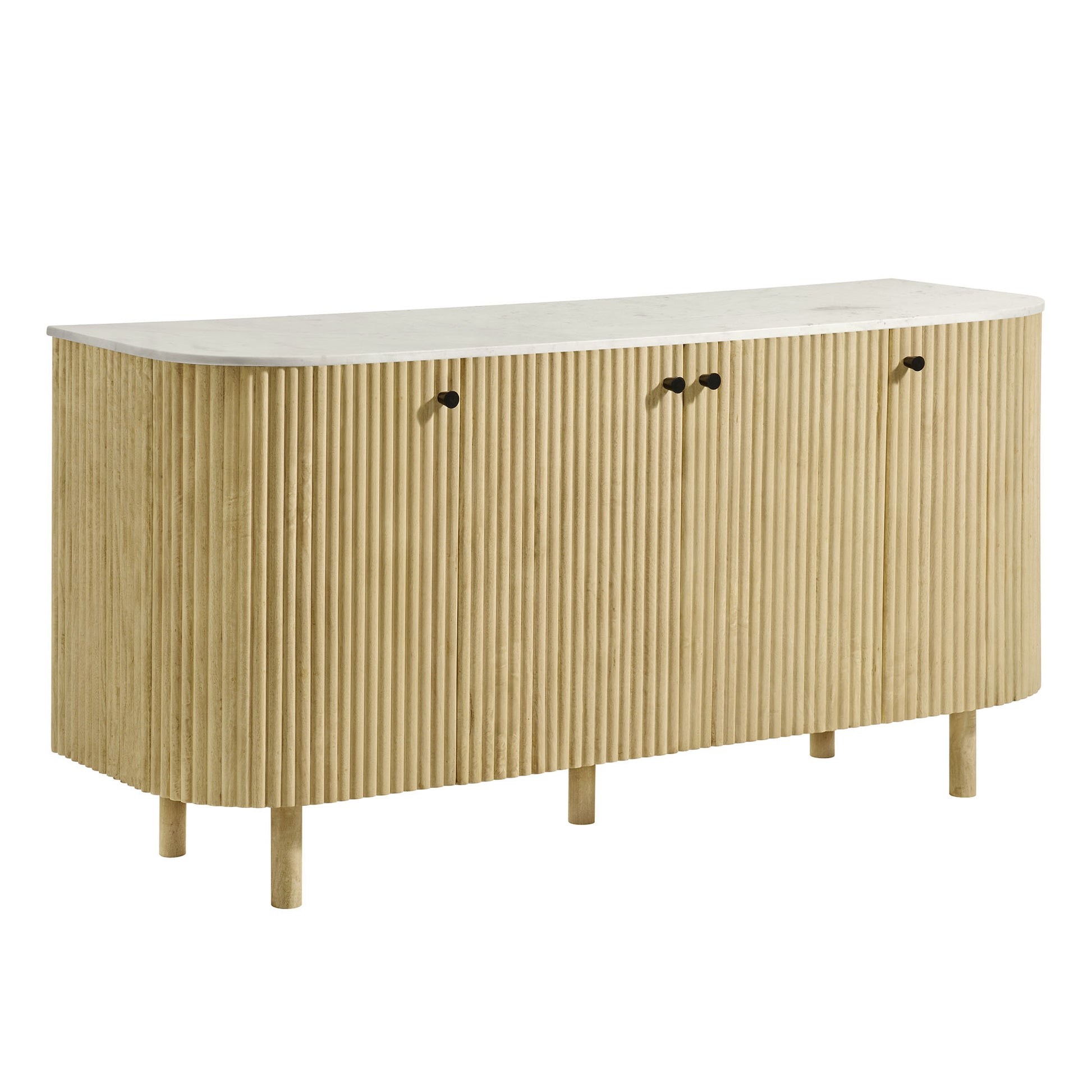 Caldera 60" Curved Solid Wood and Marble Sideboard Storage Cabinet by Modway EEI-7355 FredCo