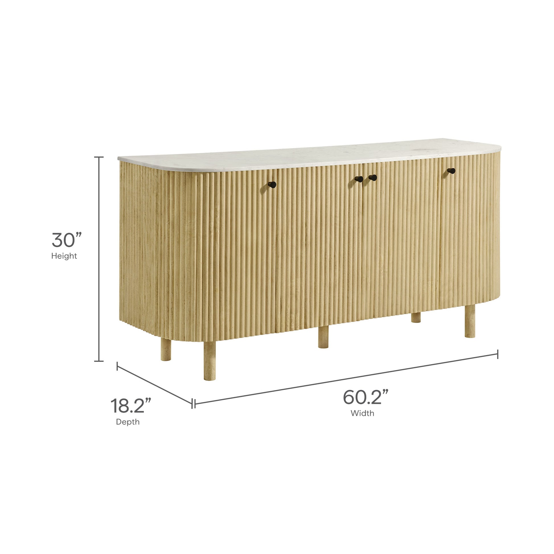 Caldera 60" Curved Solid Wood and Marble Sideboard Storage Cabinet by Modway EEI-7355 FredCo