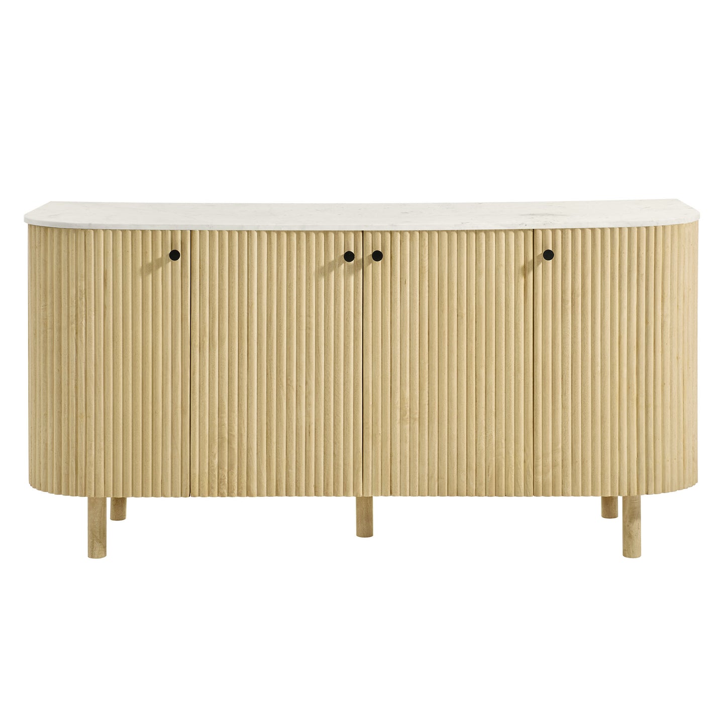 Caldera 60" Curved Solid Wood and Marble Sideboard Storage Cabinet by Modway EEI-7355 FredCo