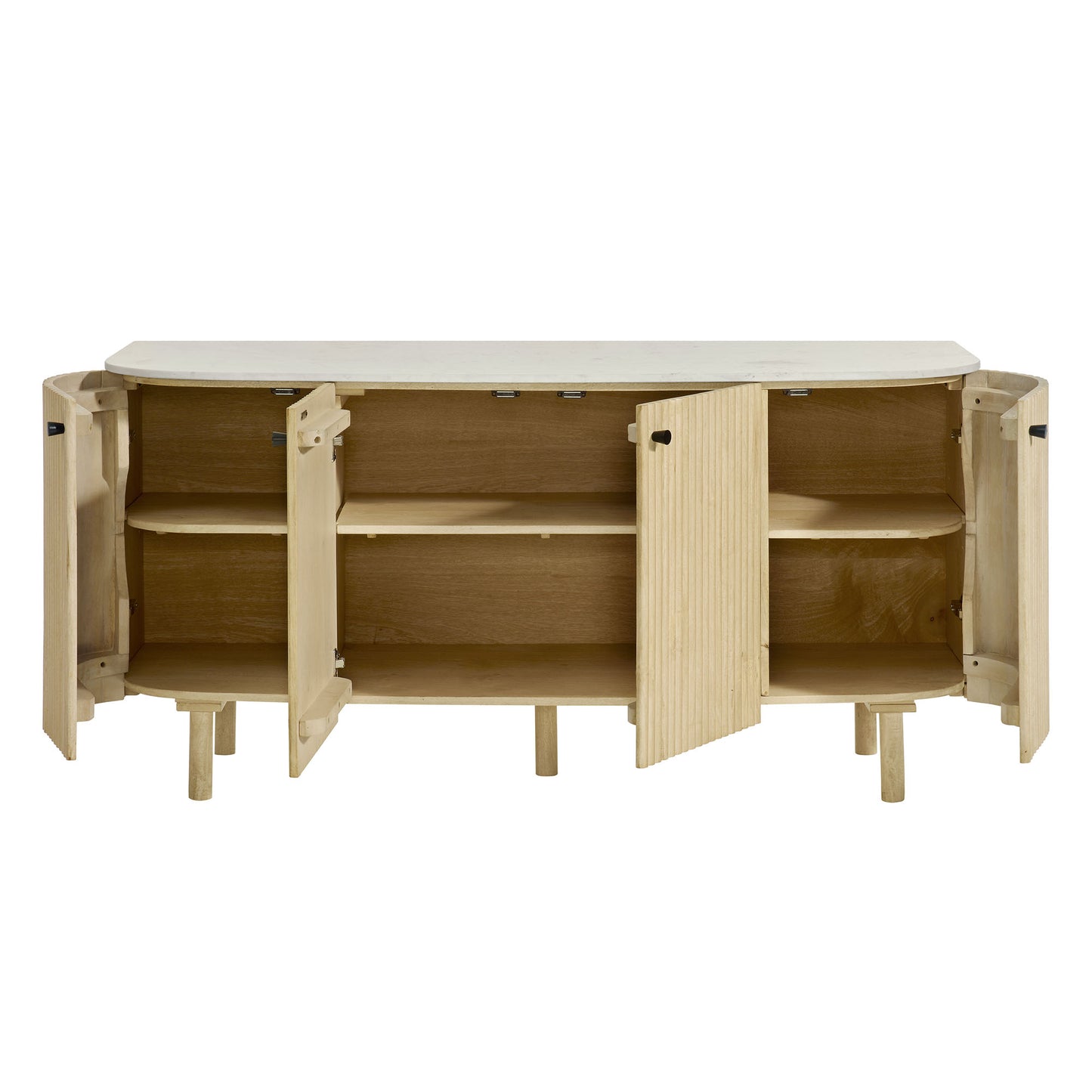 Caldera 60" Curved Solid Wood and Marble Sideboard Storage Cabinet by Modway EEI-7355 FredCo