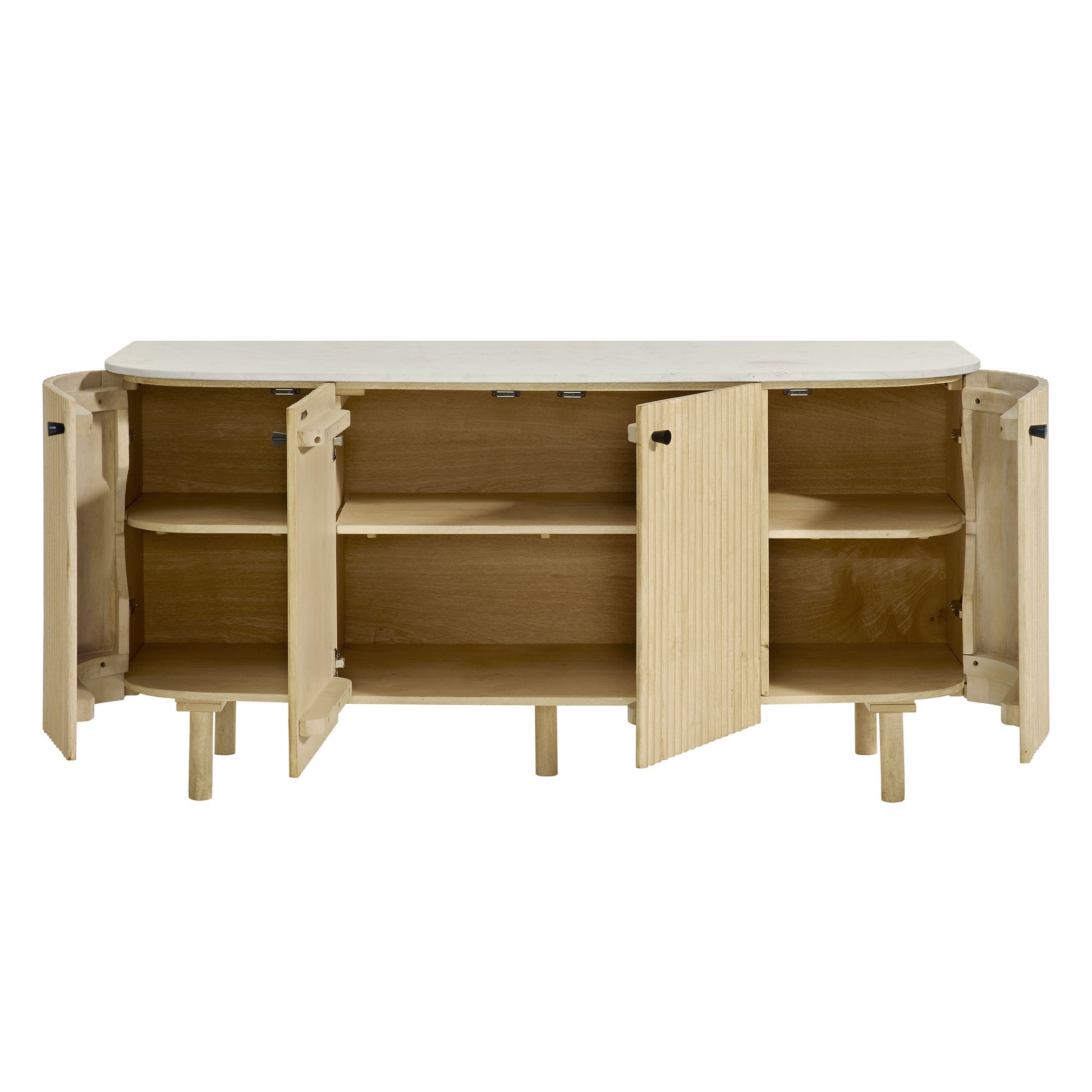 Caldera 60" Curved Solid Wood and Marble Sideboard Storage Cabinet by Modway EEI-7355 FredCo