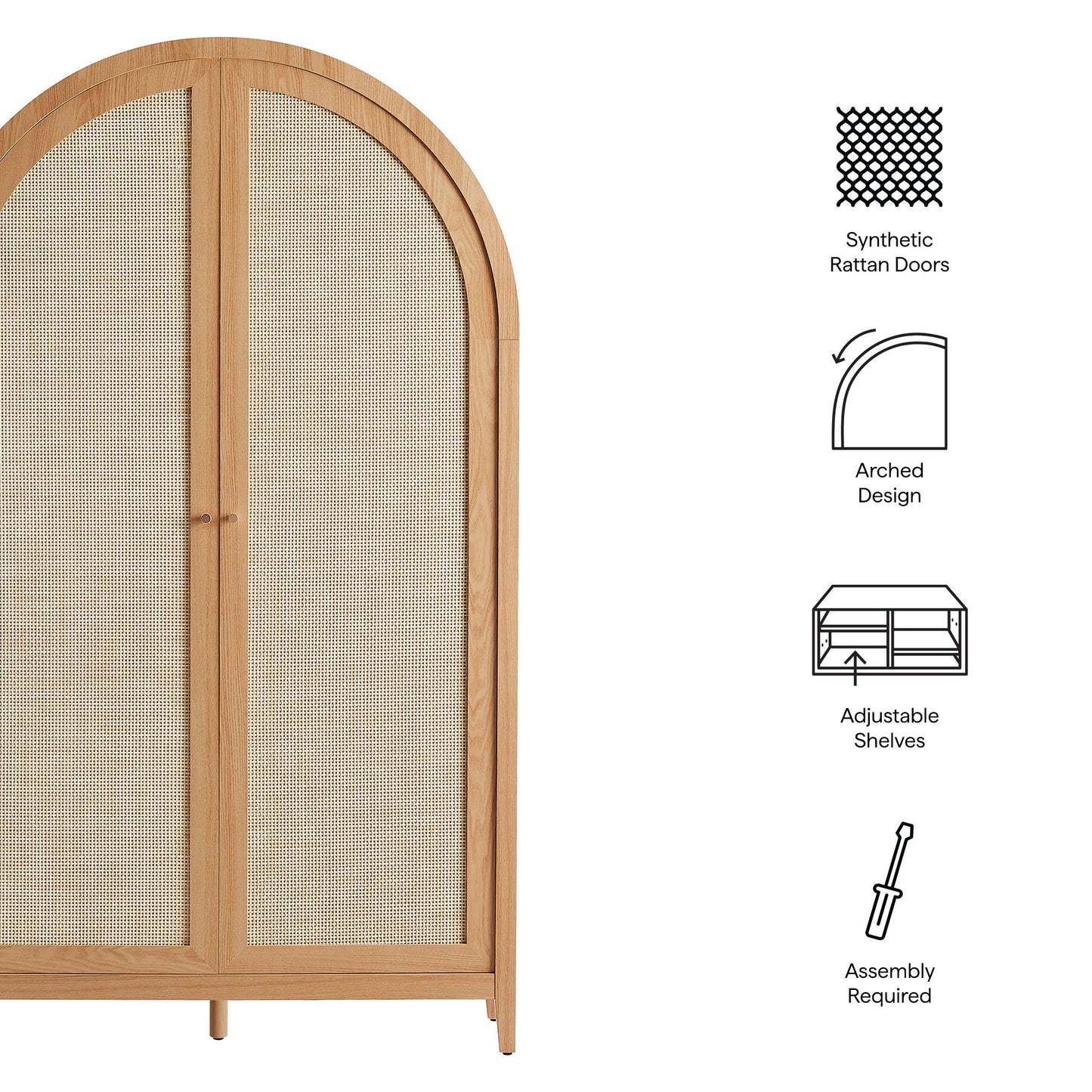 Calista 79" Tall Wide Rattan Arched Storage Cabinet by Modway EEI-7294 FredCo