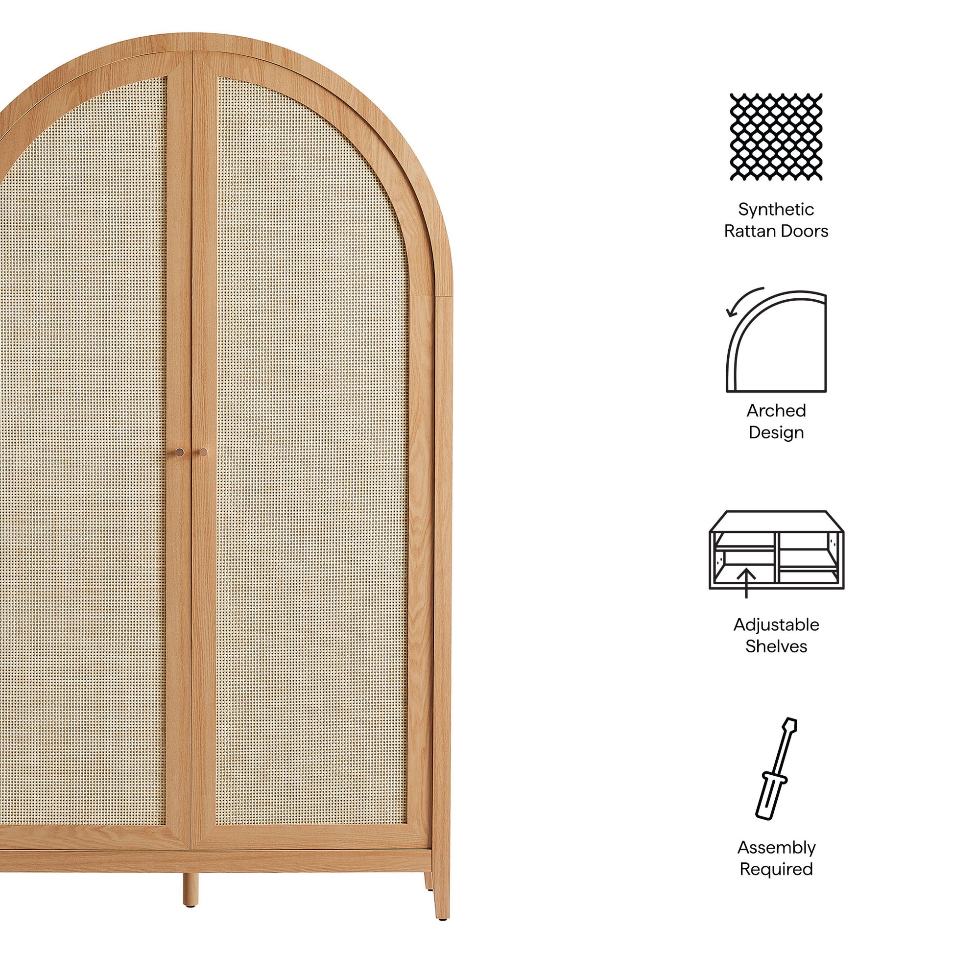 Calista 79" Tall Wide Rattan Arched Storage Cabinet by Modway EEI-7294 FredCo