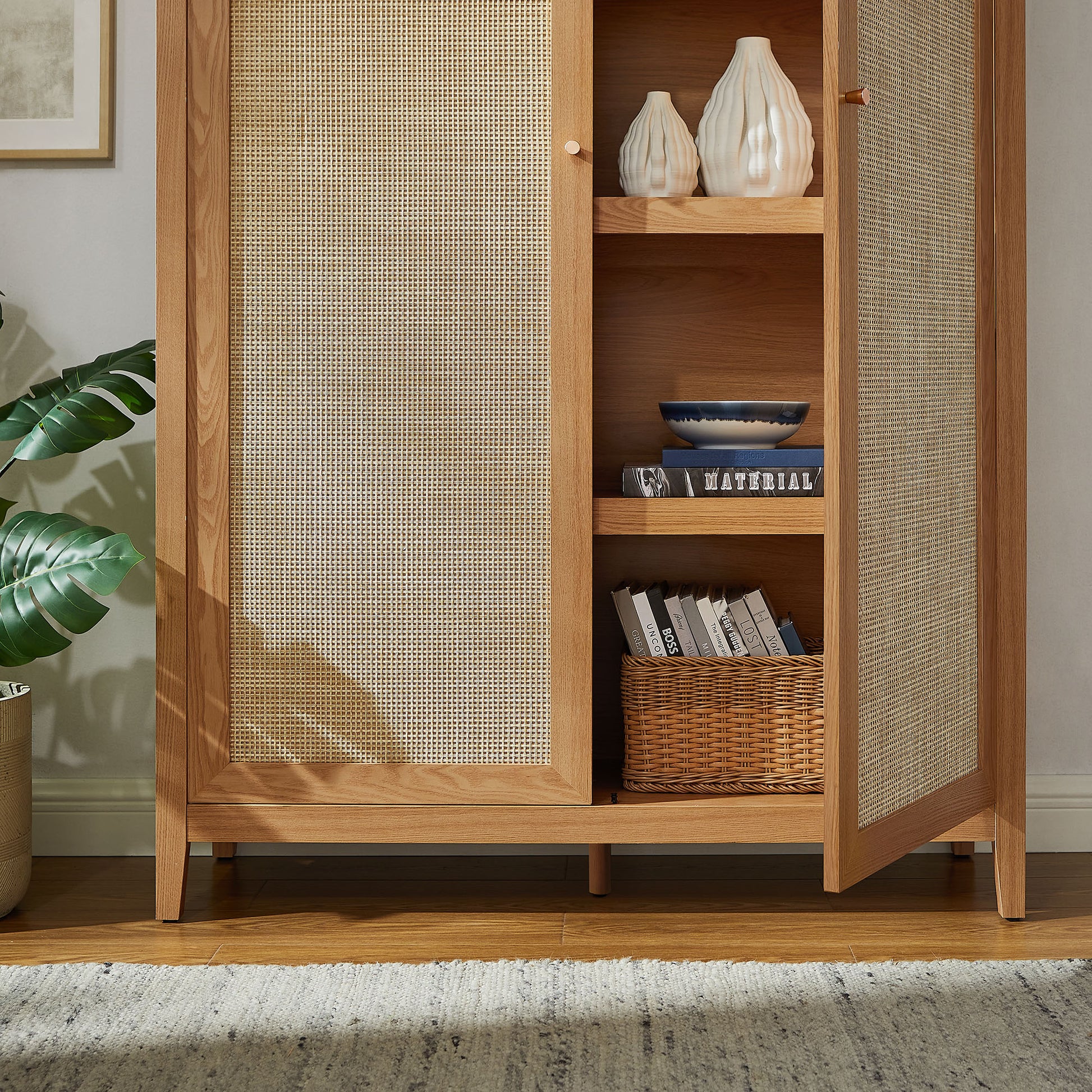 Calista 79" Tall Wide Rattan Arched Storage Cabinet by Modway EEI-7294 FredCo