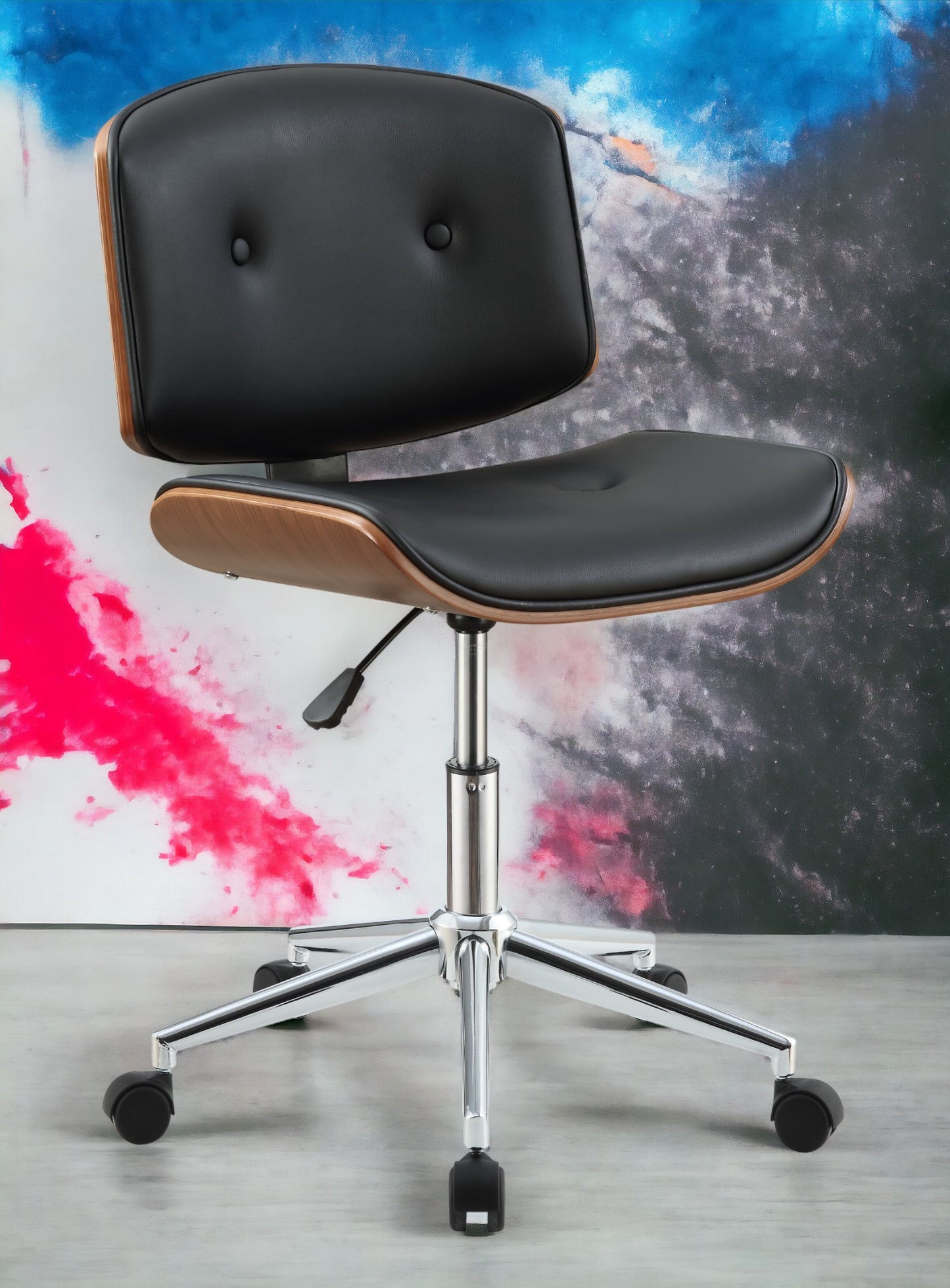 Camila Black Synthetic Leather & Walnut Finish Office Chair FredCo