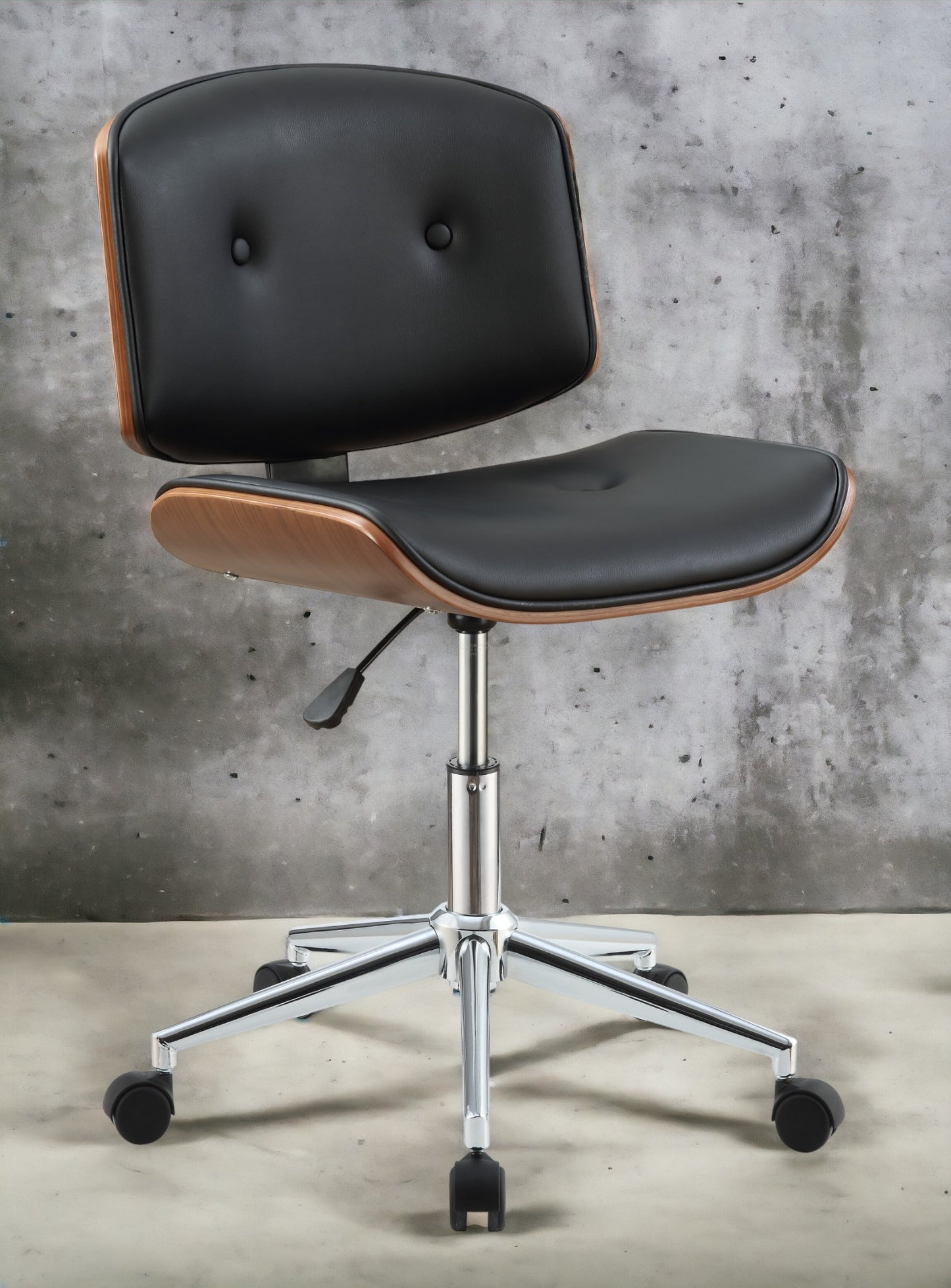 Camila Black Synthetic Leather & Walnut Finish Office Chair FredCo
