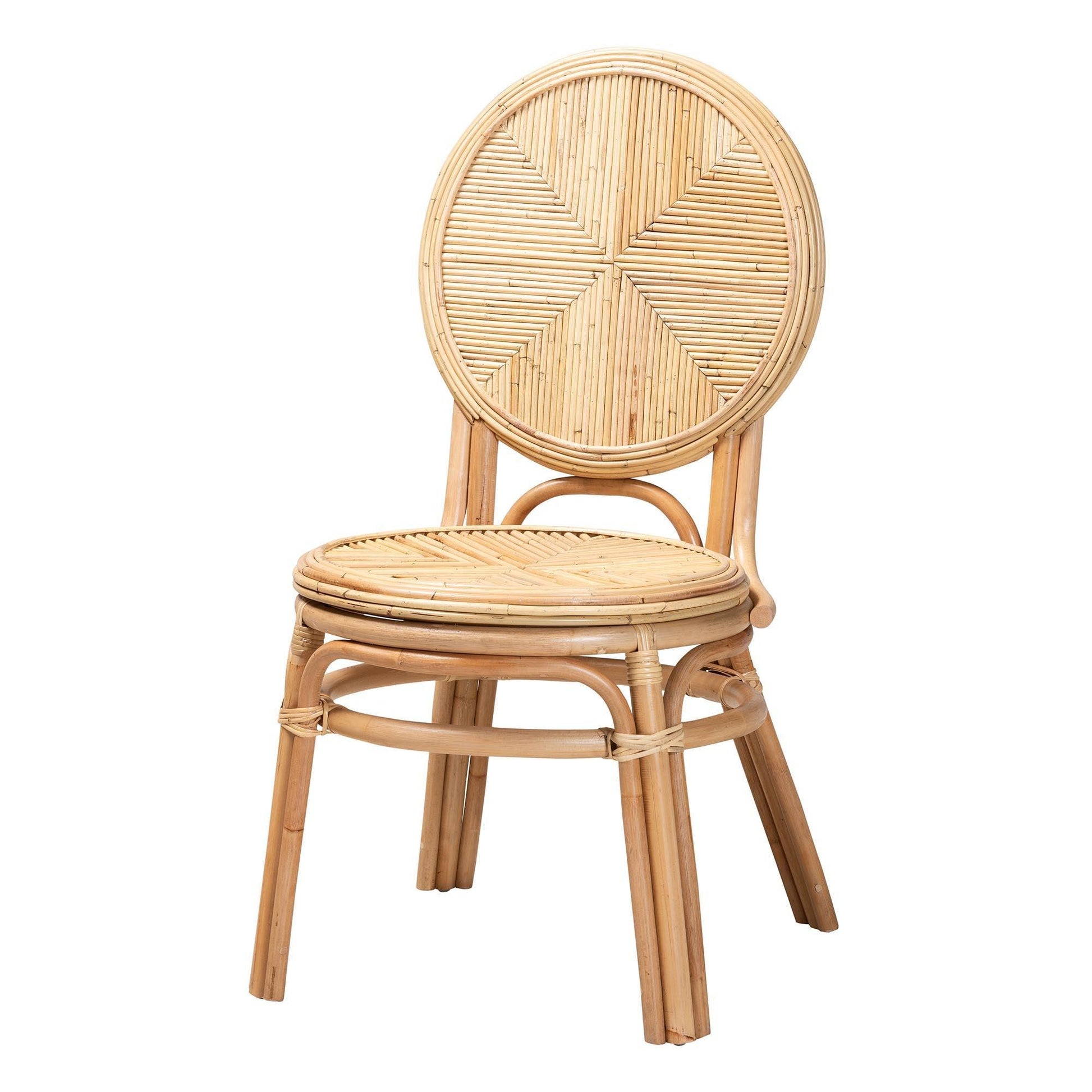 Carita Modern Bohemian Natural Brown Rattan Dining Chair FredCo