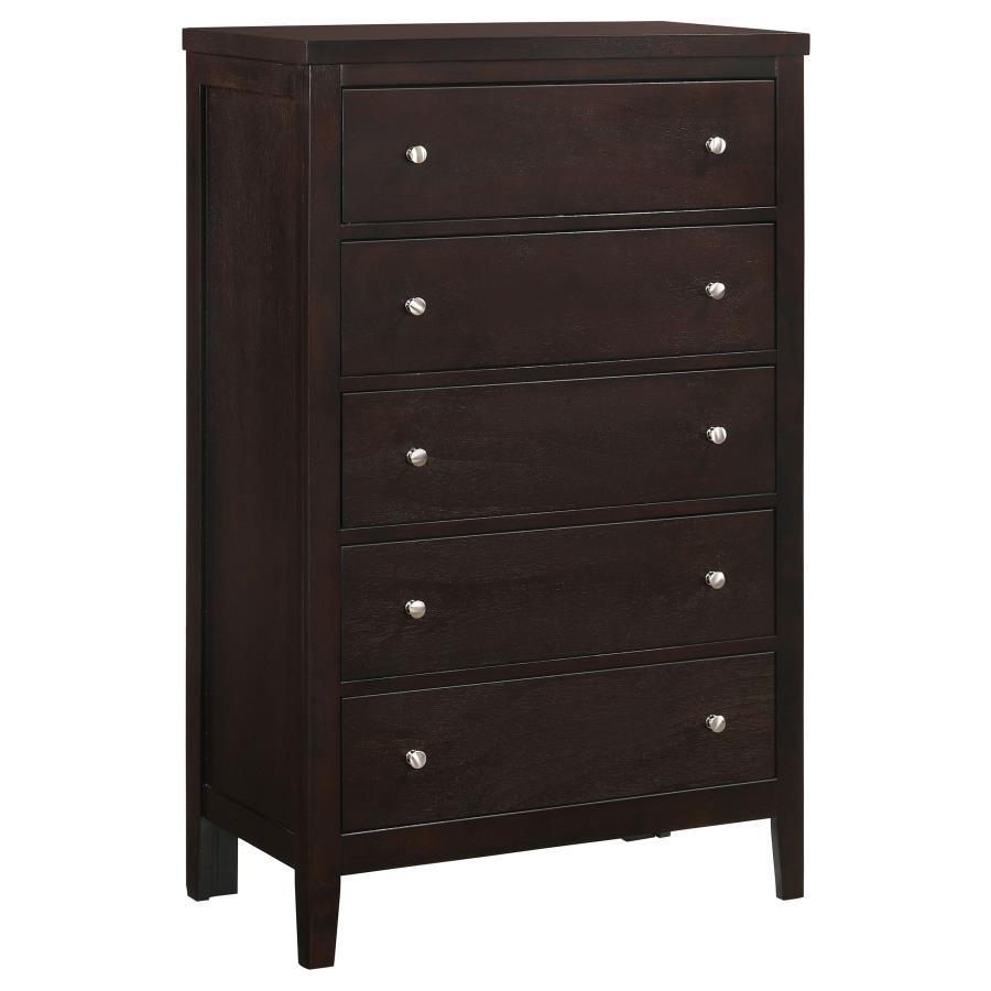 Carlton Bedroom Set with Upholstered Headboard Cappuccino Coaster Queen 5 Piece FredCo