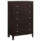 Carlton Bedroom Set with Upholstered Headboard Cappuccino Coaster Queen 5 Piece FredCo