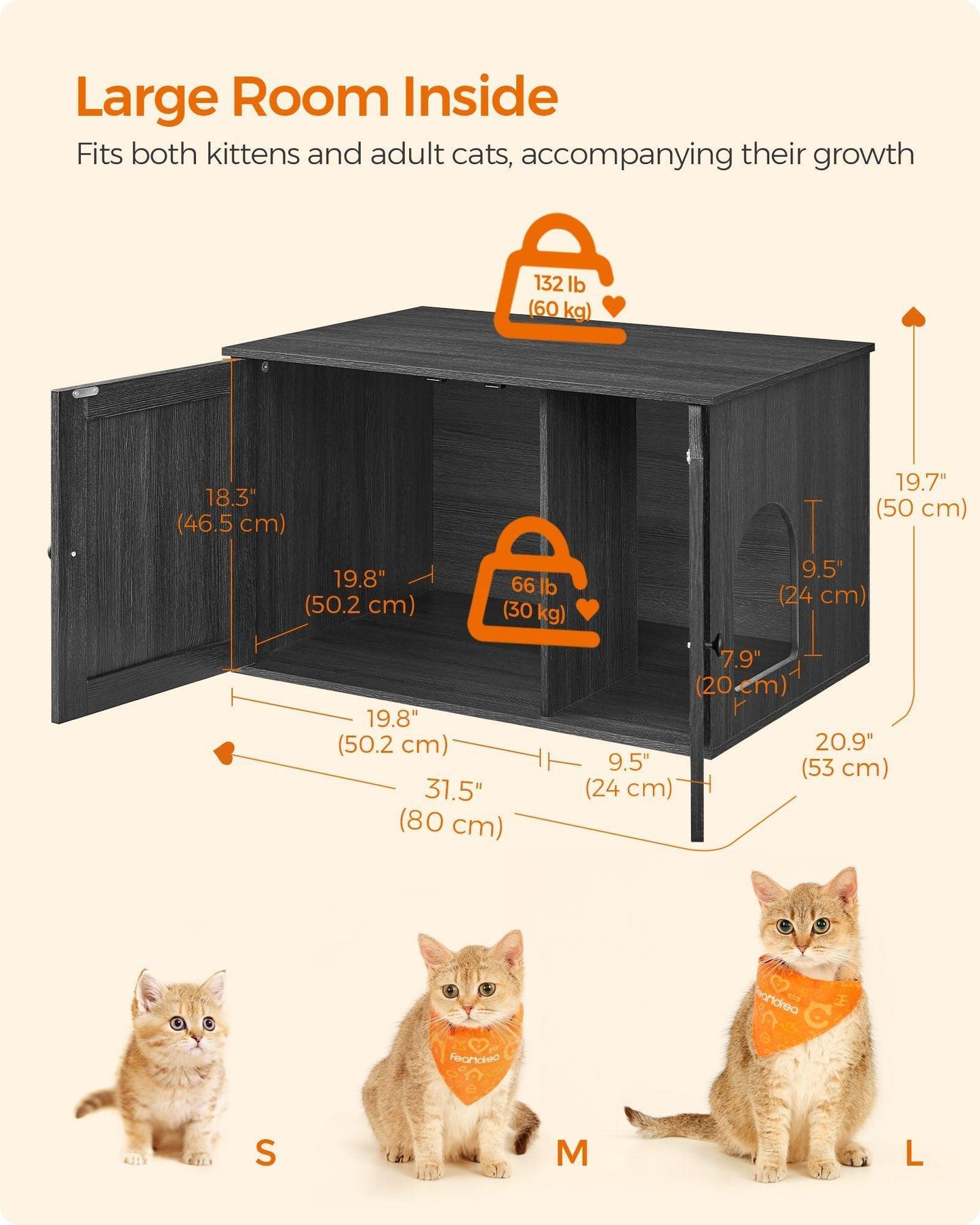 Cat Litter Box Enclosure with Removable Divider FredCo