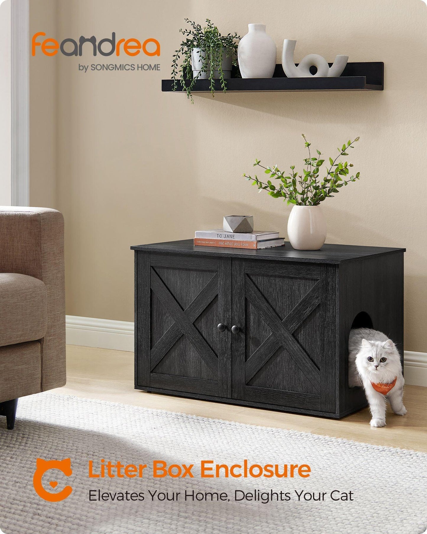 Cat Litter Box Enclosure with Removable Divider FredCo