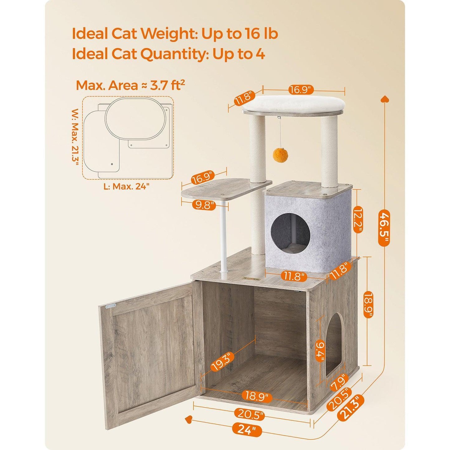Cat Tree with Litter Box Enclosure FredCo