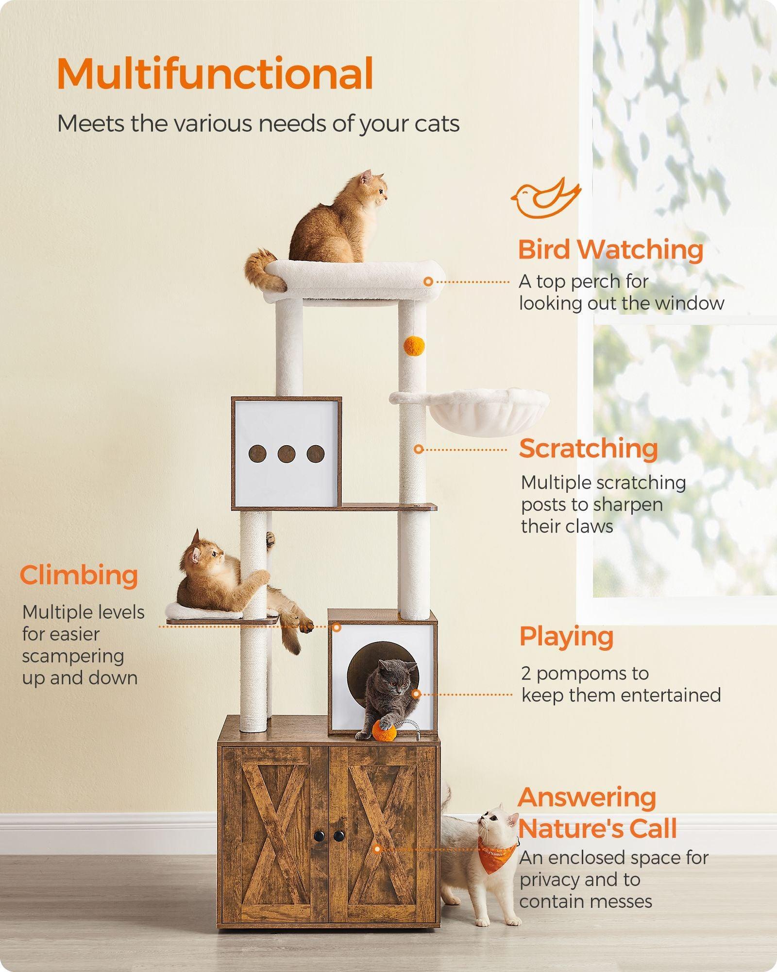 Cat Tree with Litter Box Enclosure and Scratching Posts FredCo