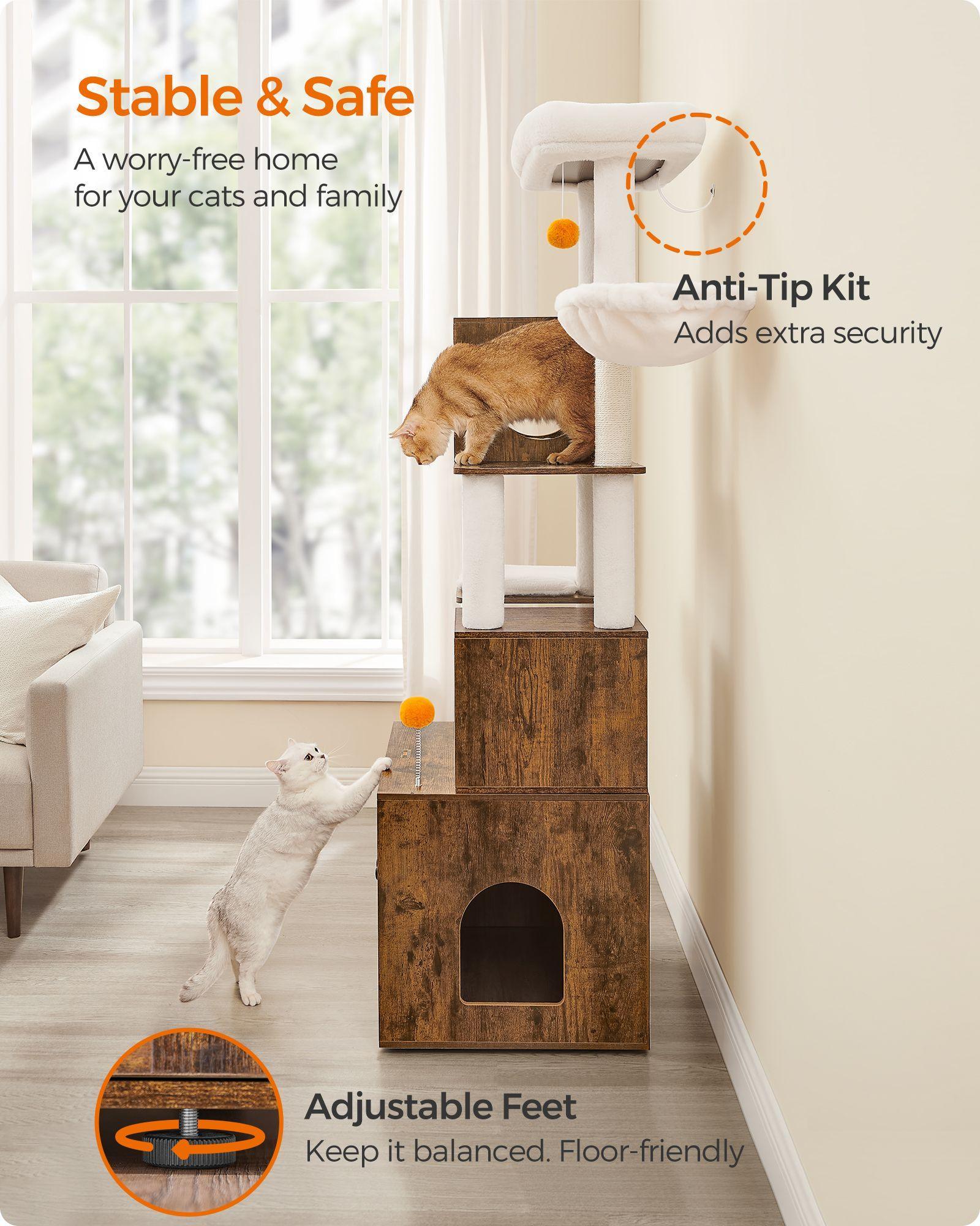 Cat Tree with Litter Box Enclosure and Scratching Posts FredCo