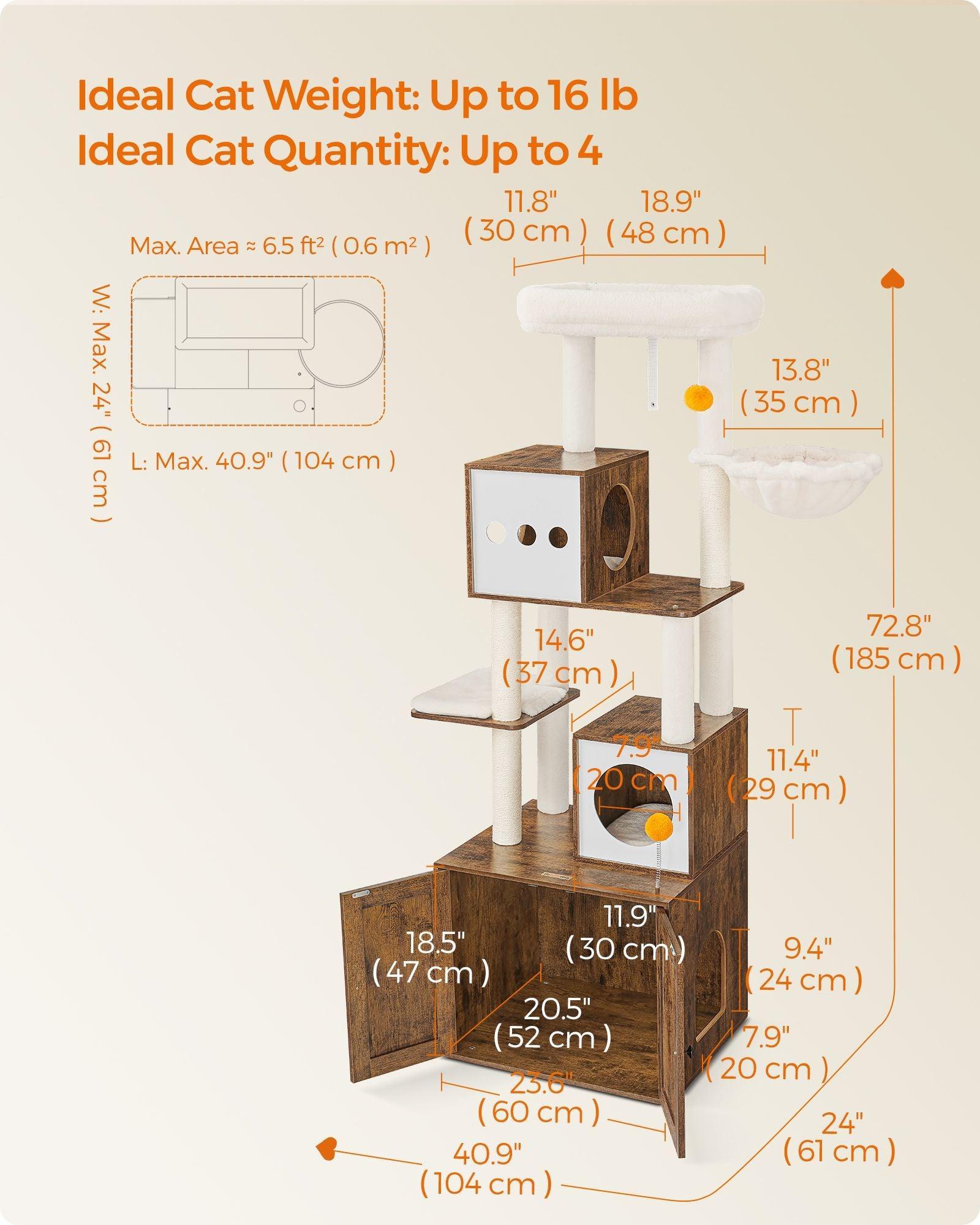Cat Tree with Litter Box Enclosure and Scratching Posts FredCo