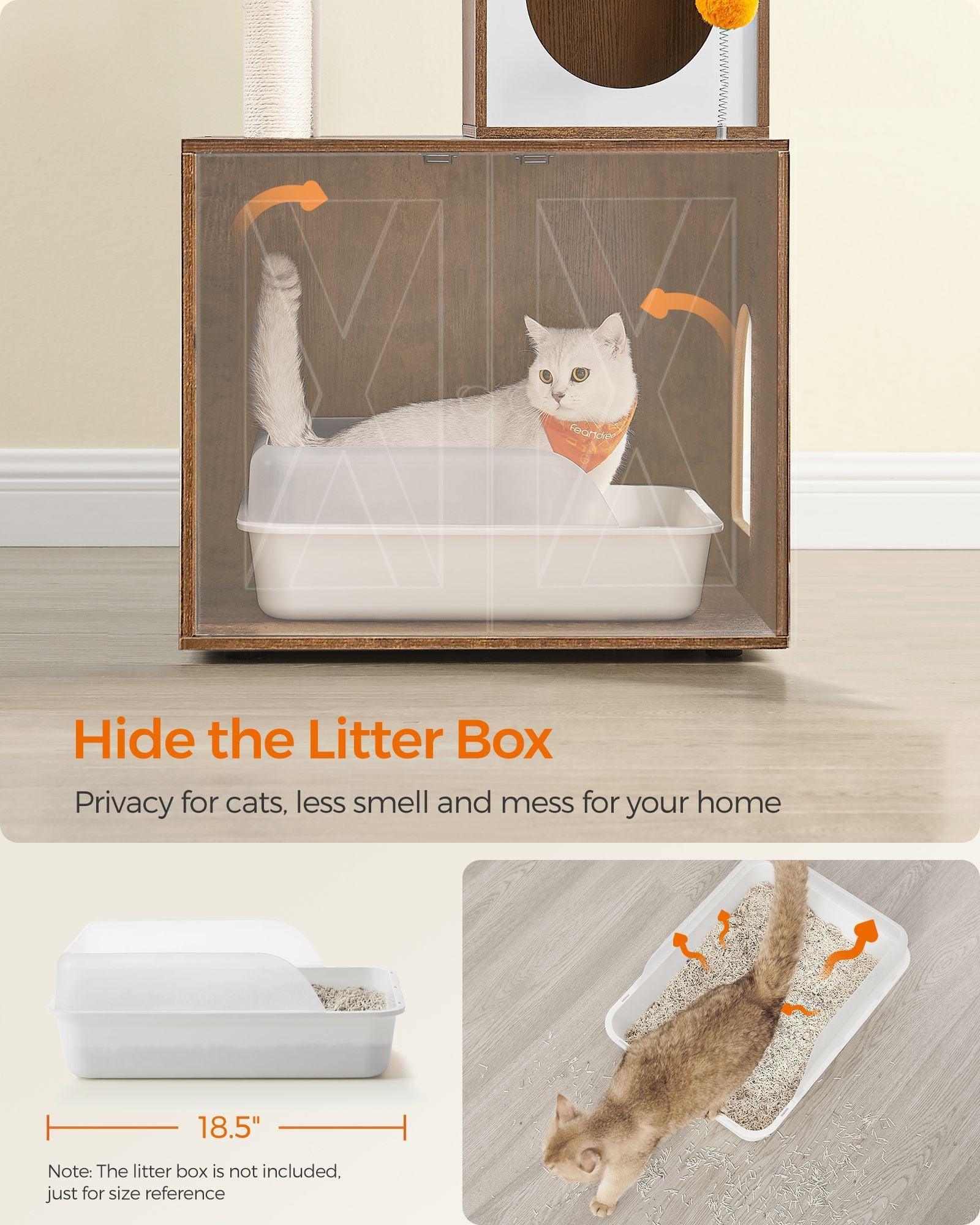 Cat Tree with Litter Box Enclosure and Scratching Posts FredCo