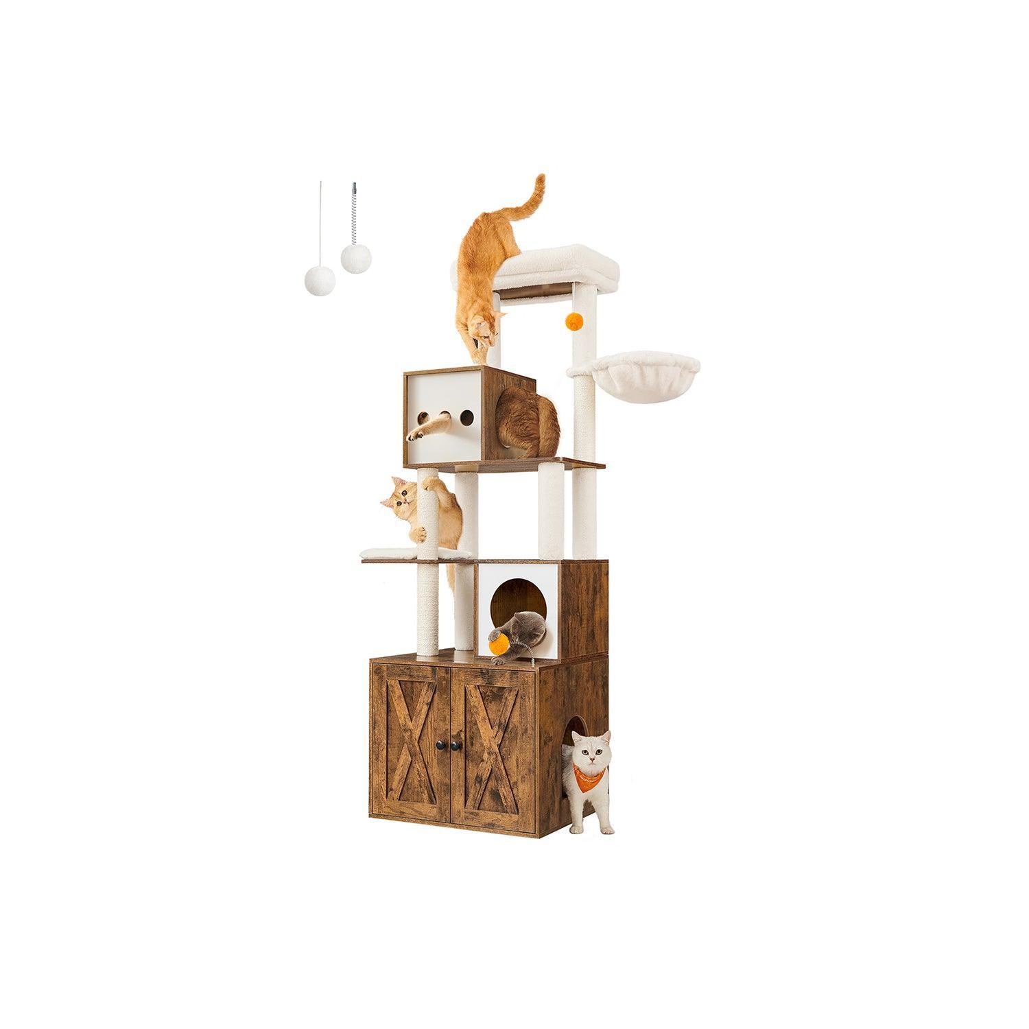 Cat Tree with Litter Box Enclosure and Scratching Posts FredCo