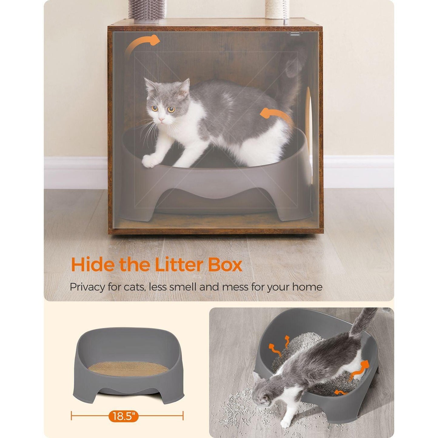 Cat Tree with Litter Box Enclosure Rustic Brown FredCo