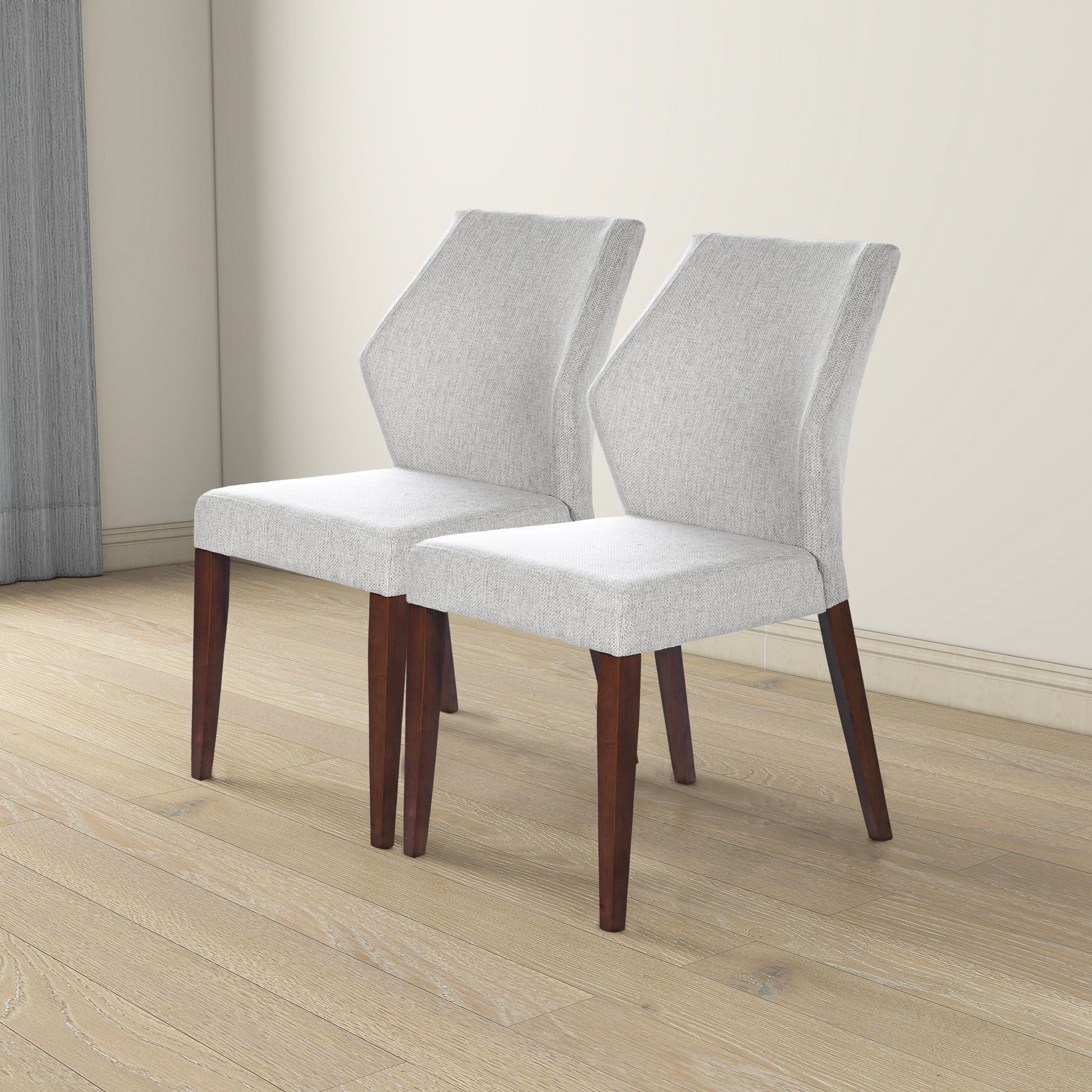Luca Light Grey Fabric Dining Chair Set Of 2 - Comfortable Seating with Solid Wood Frame FredCo