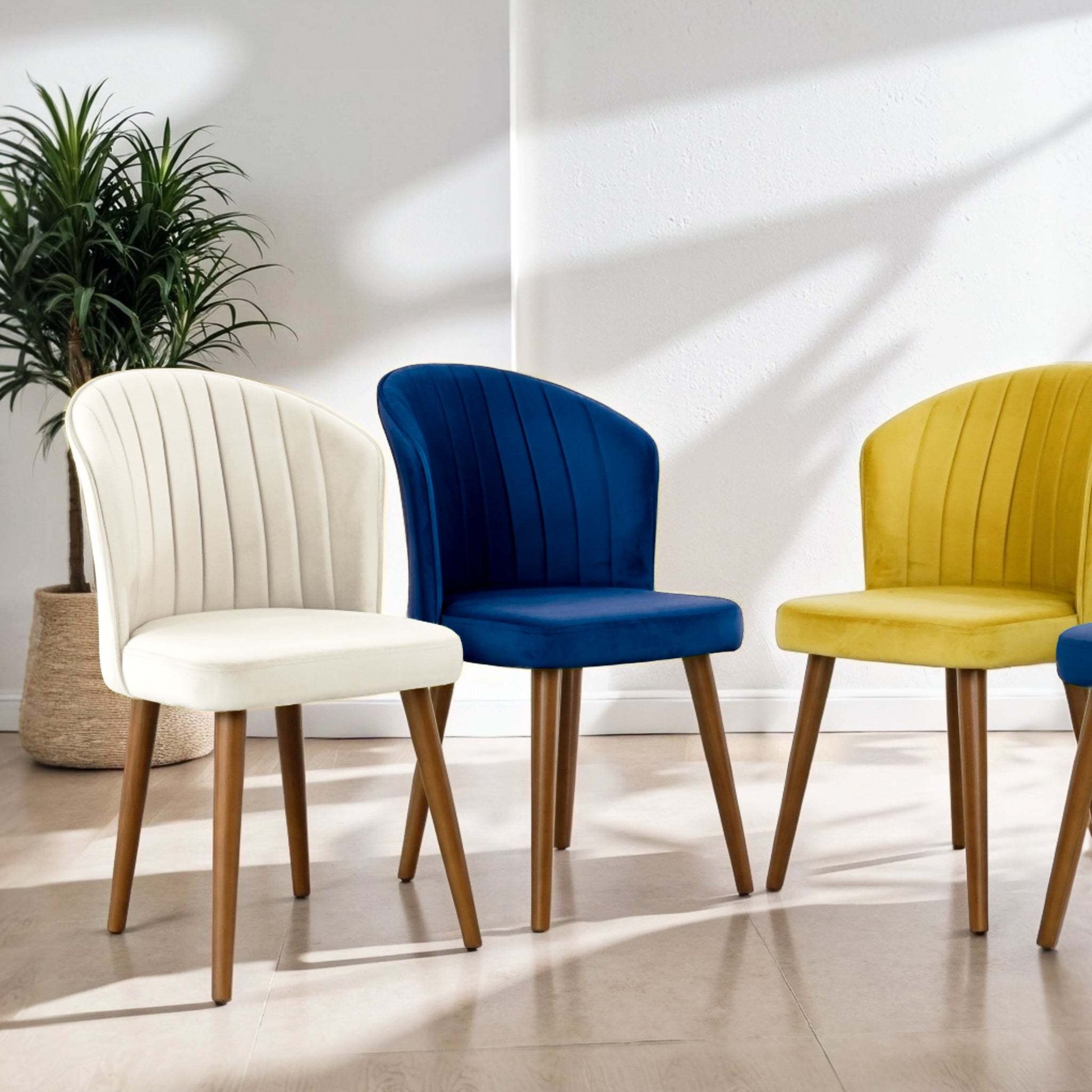 Parsons Dining Chair Set of 2 - Stylish Beige Velvet with Solid Wood Frame FredCo