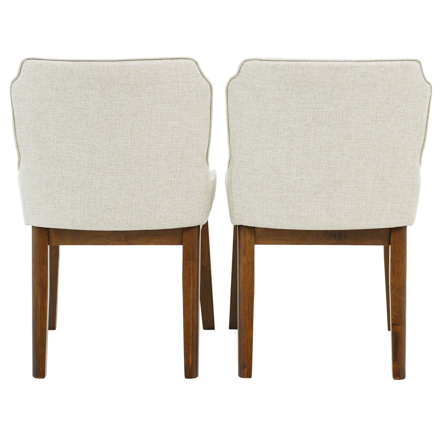 Ellis Mid-Century Modern Dining Chair Set of 2 with Full-Back Support in Beige Linen FredCo