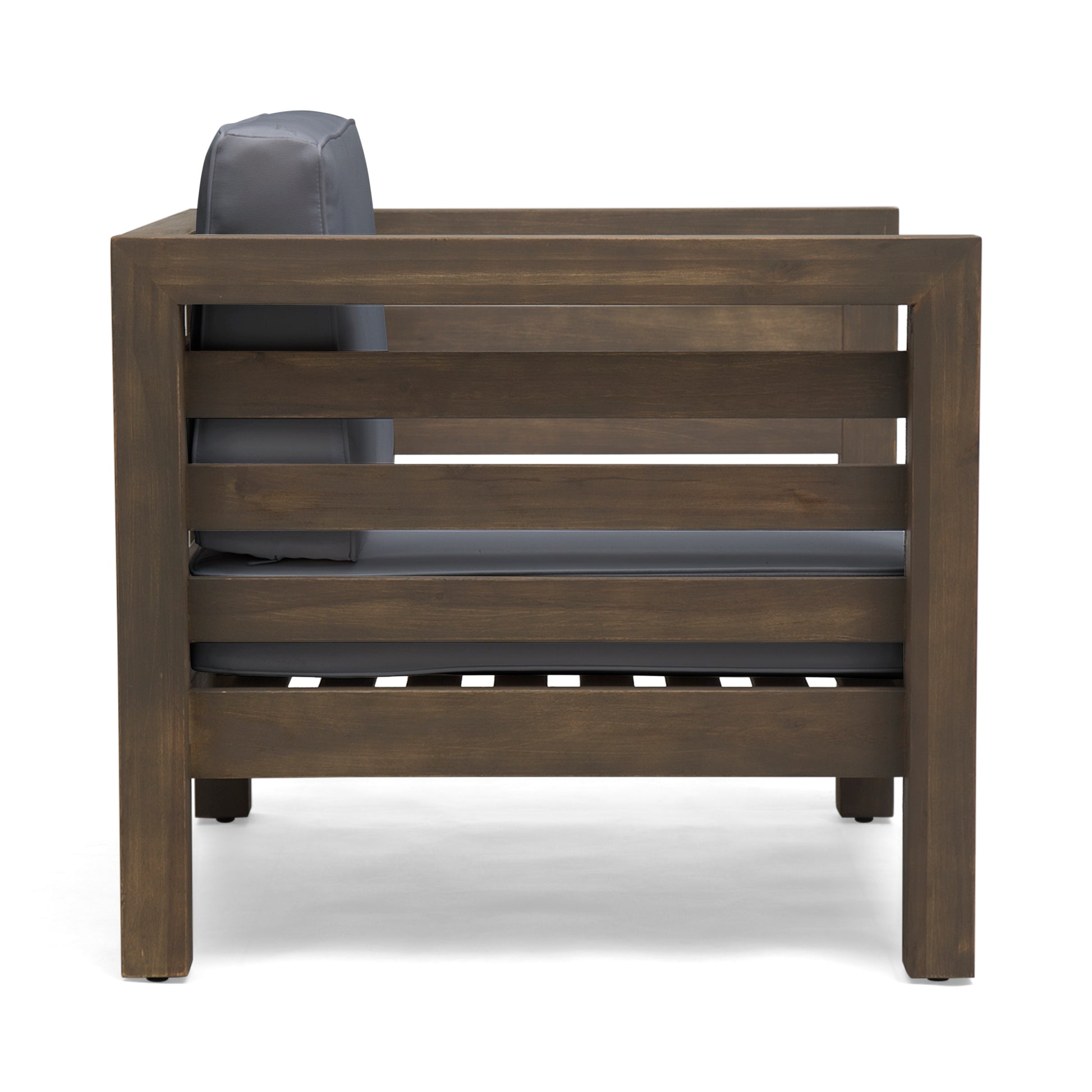 Outdoor Club Chair, Acacia Wood Patio Chair with Fabric Cushion for Backyard, Poolside, Garden or Porch, Grey FredCo